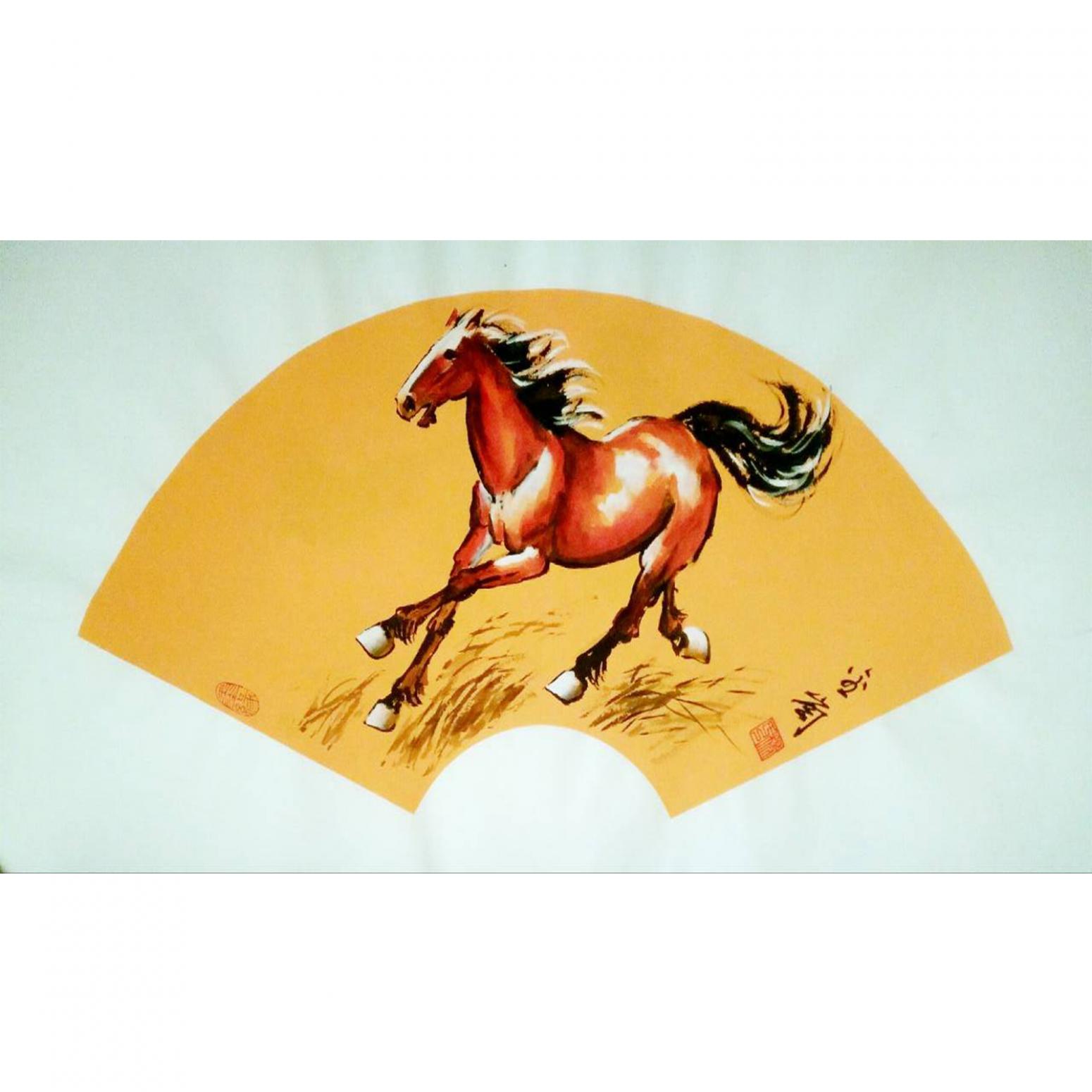 杨金岗国画作品《【奔马】作者杨金岗》