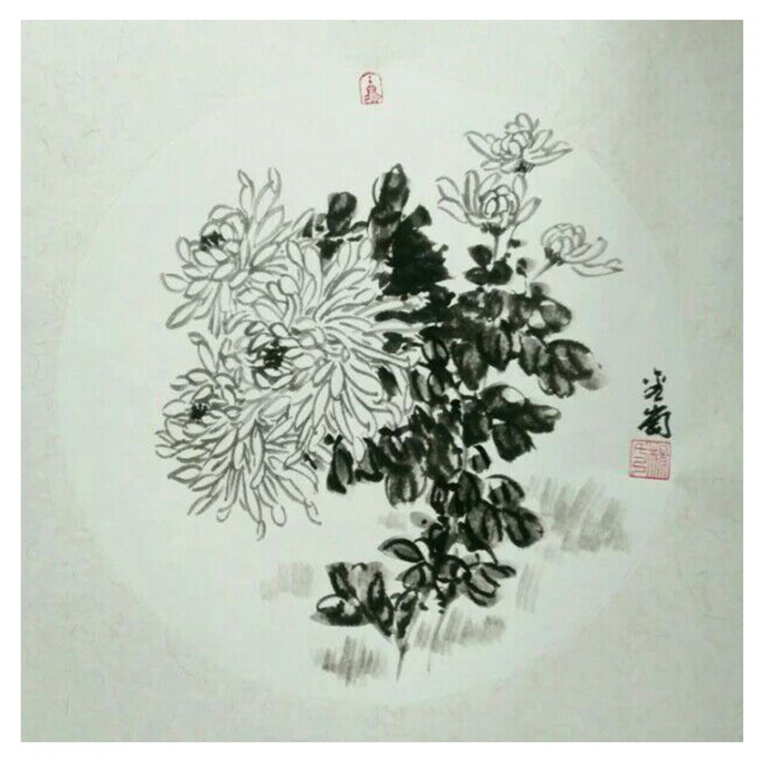 杨金岗国画作品《【菊花】作者杨金岗》