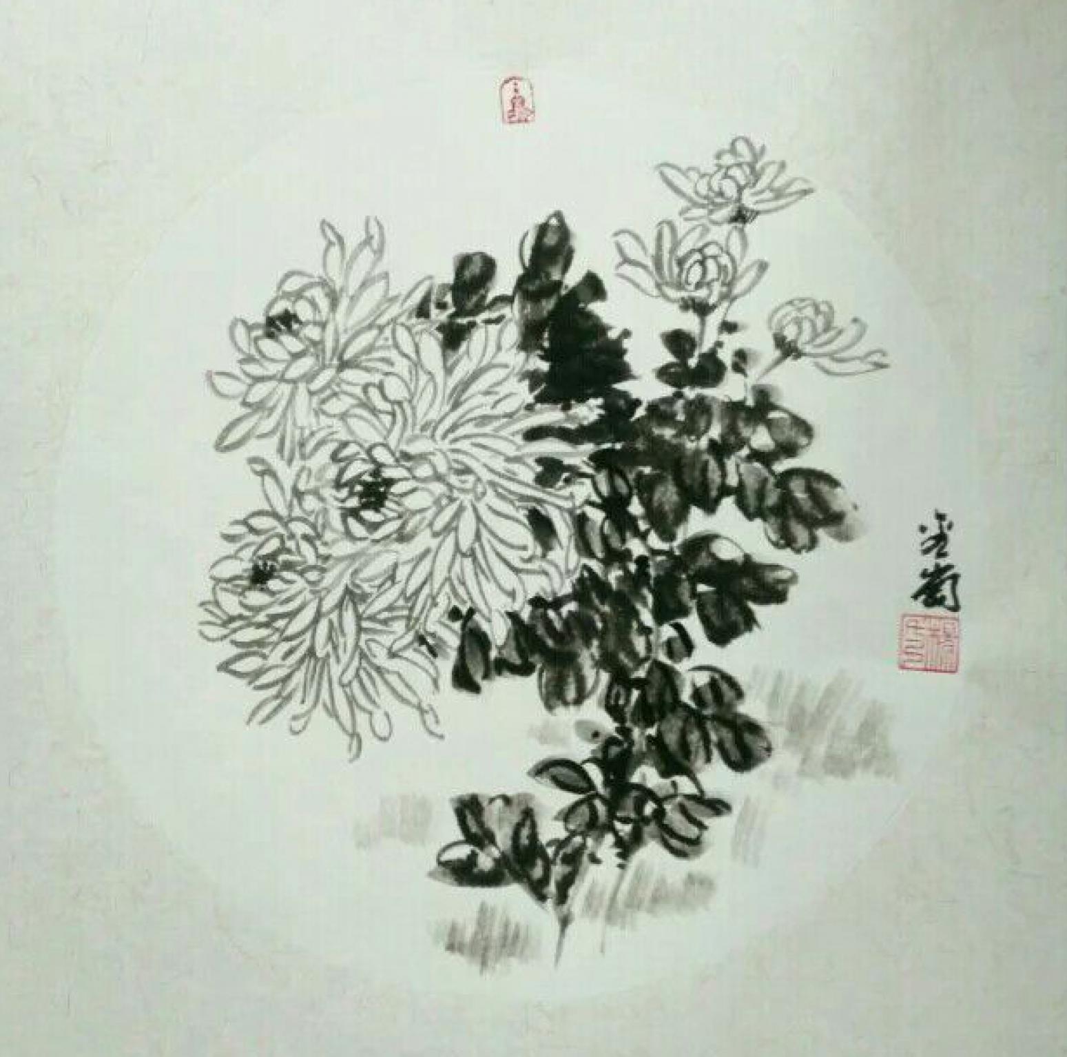 杨金岗国画作品《【菊花】作者杨金岗》【图0】
