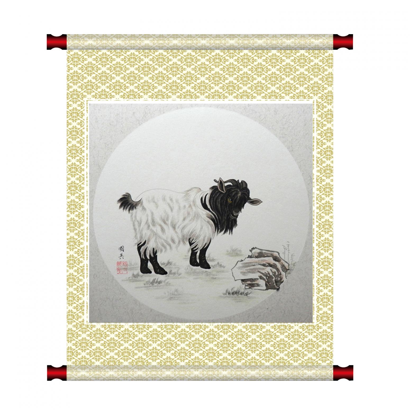 蔡国英国画作品《【生肖羊】作者蔡国英》【图1】