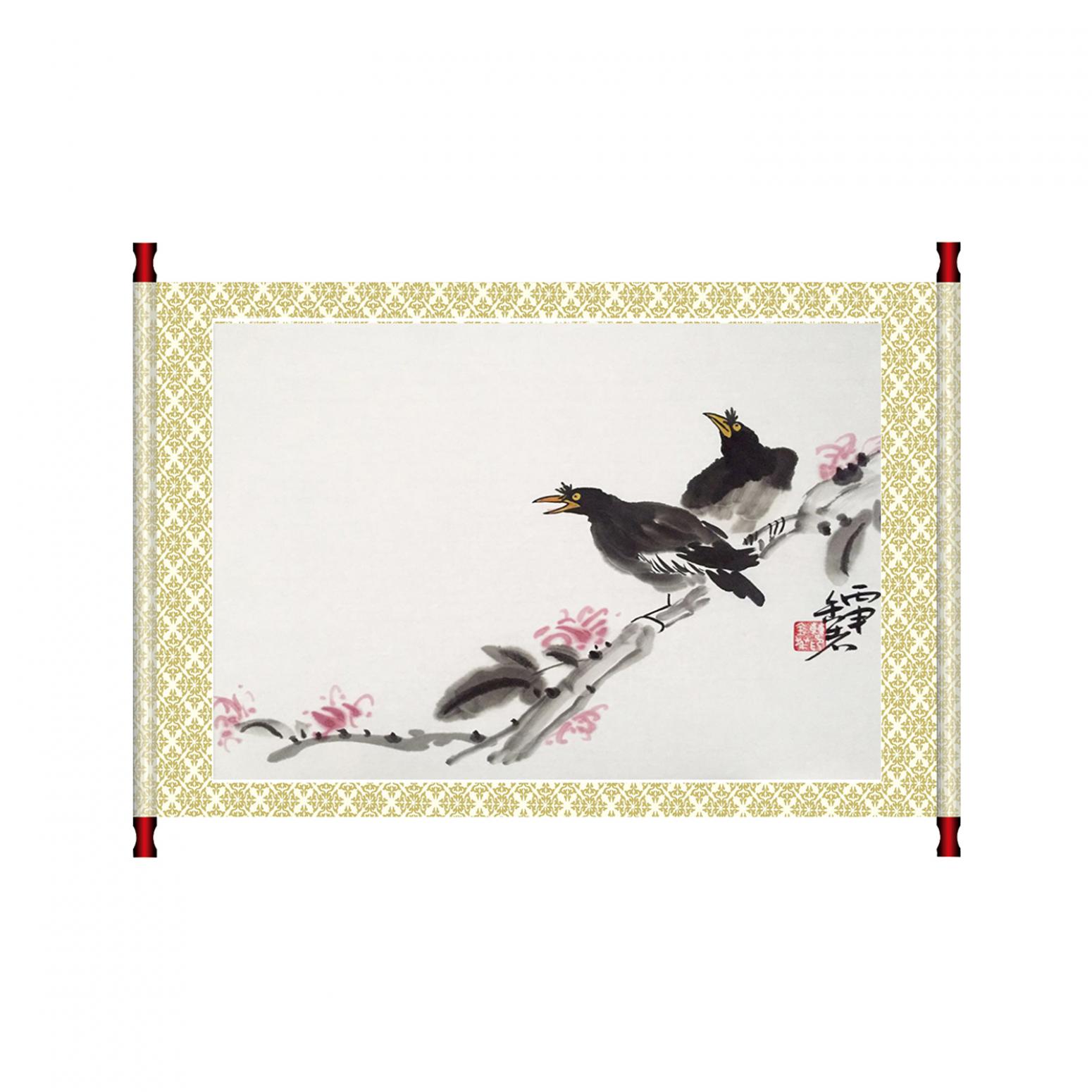 曹金华国画作品《【二鸟迎春】作者曹金华》【图1】