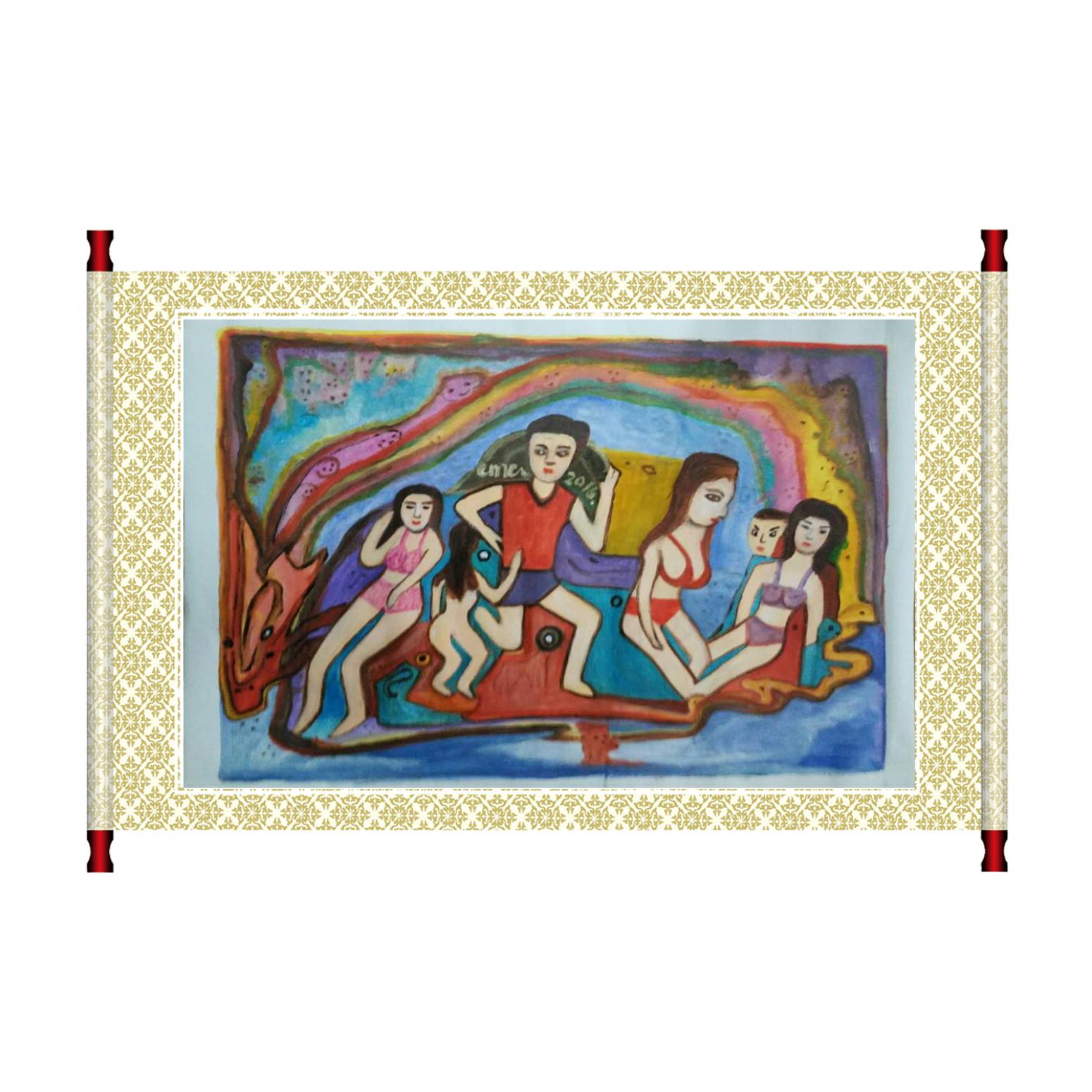 陈鸣婵油画作品《【乐也融融】作者陈鸣婵》【图1】