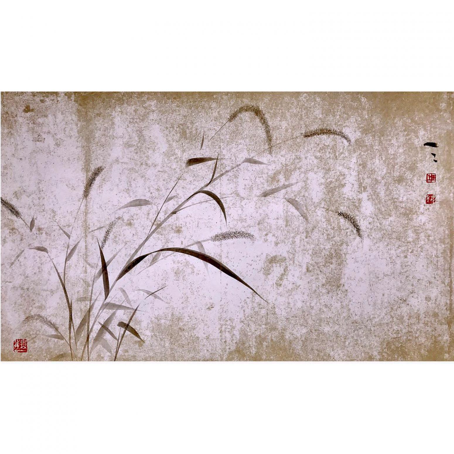 周牧天国画作品《【水墨狗尾草】作者周牧天》