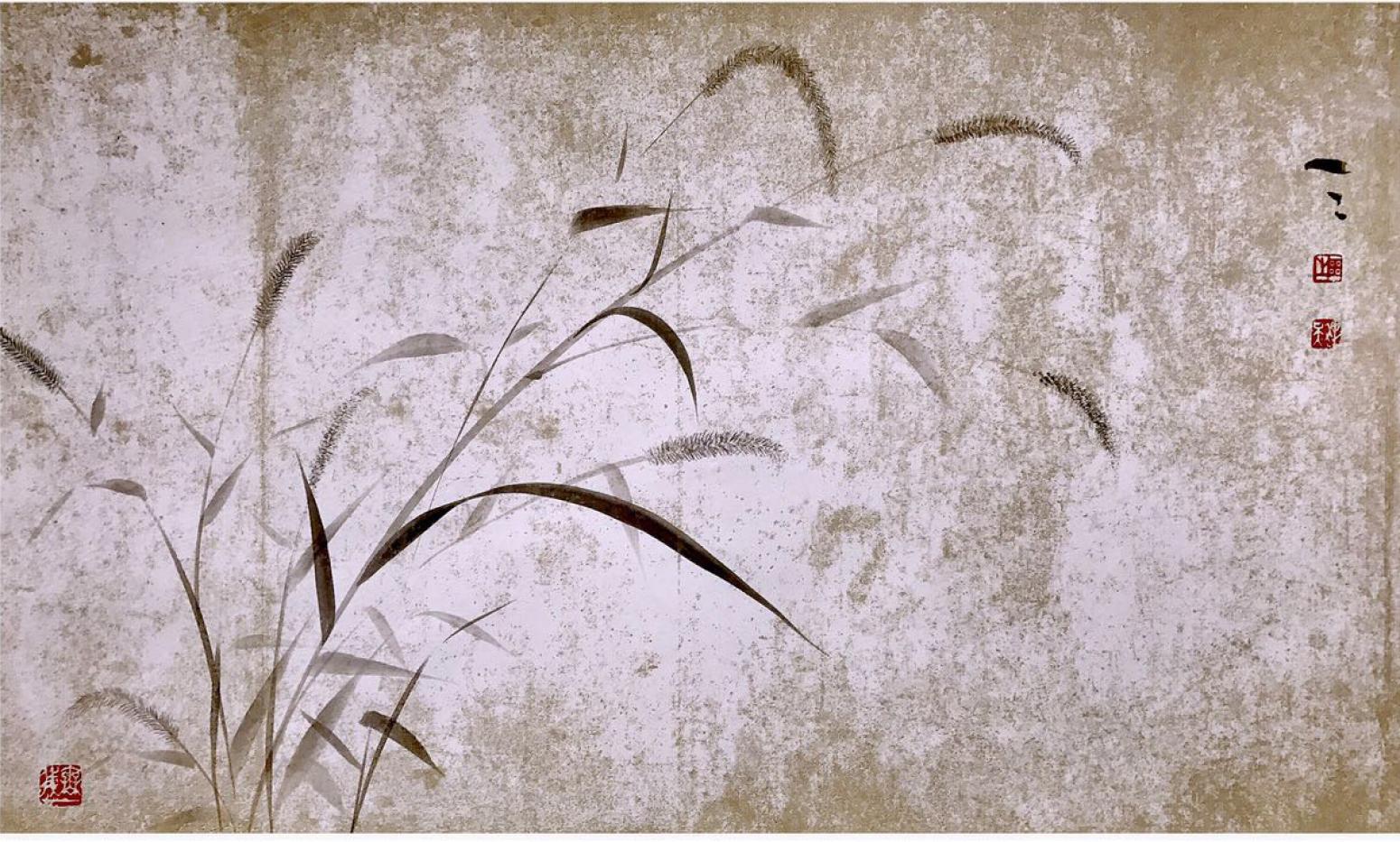 周牧天国画作品《【水墨狗尾草】作者周牧天》【图0】