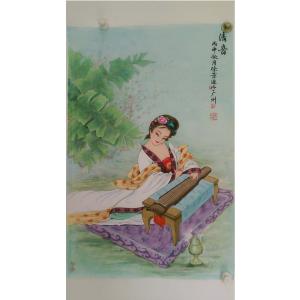 徐景莲国画作品《【仕女抚琴1】徐景莲》议价