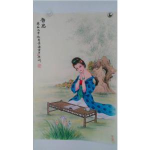 徐景莲国画作品《【仕女抚琴2】徐景莲》议价