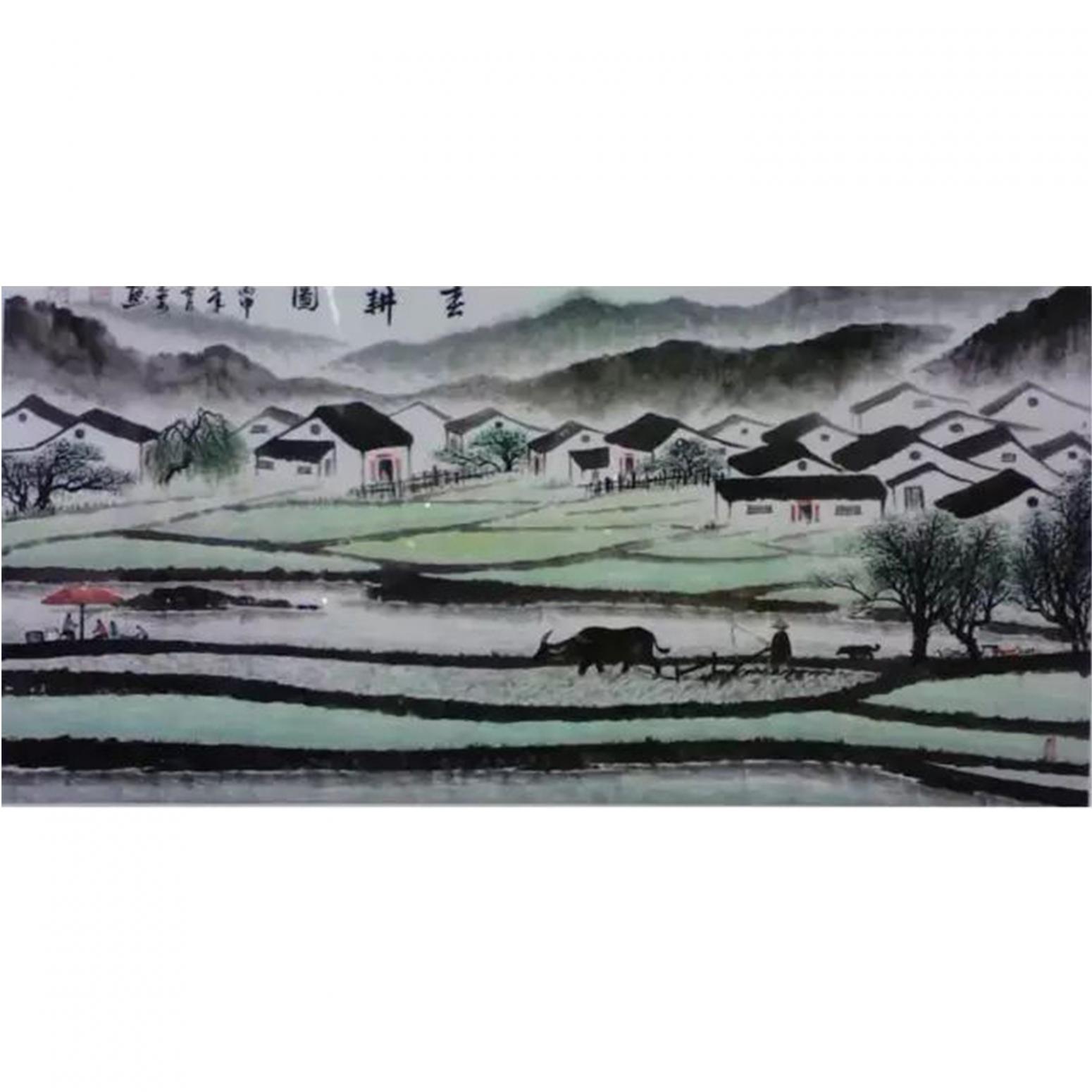 陈建安国画作品《【春耕图1 裱好】作者陈建安》