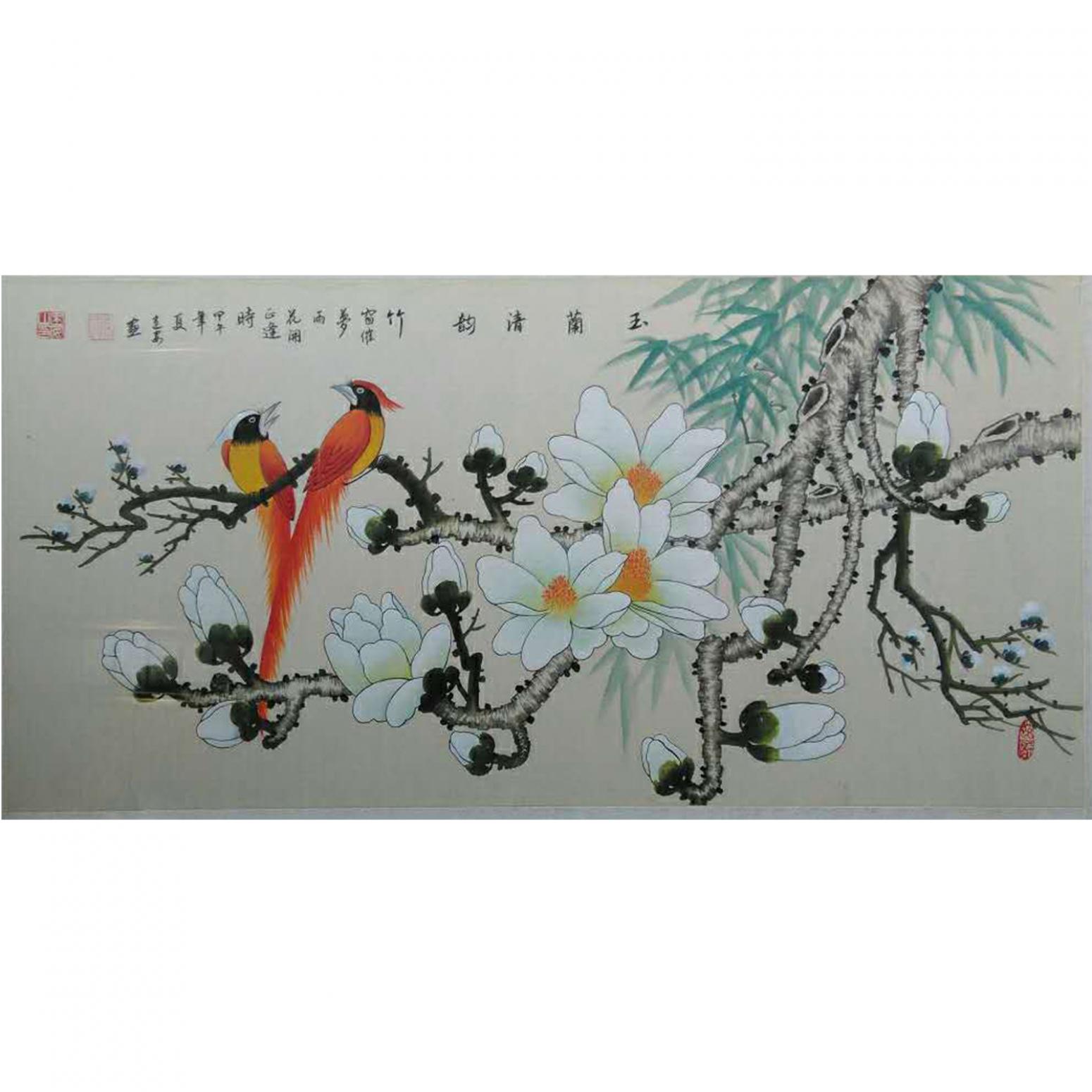 陈建安国画作品《【玉兰清韵 裱好】作者陈建安》