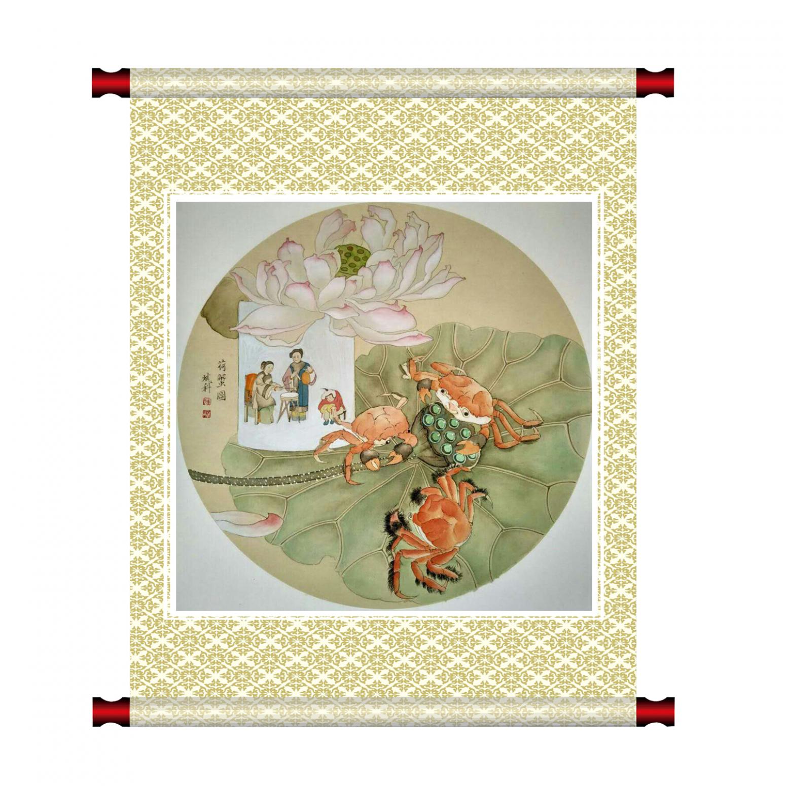 傅斌科国画作品《【荷蟹】作者傅斌科》【图1】