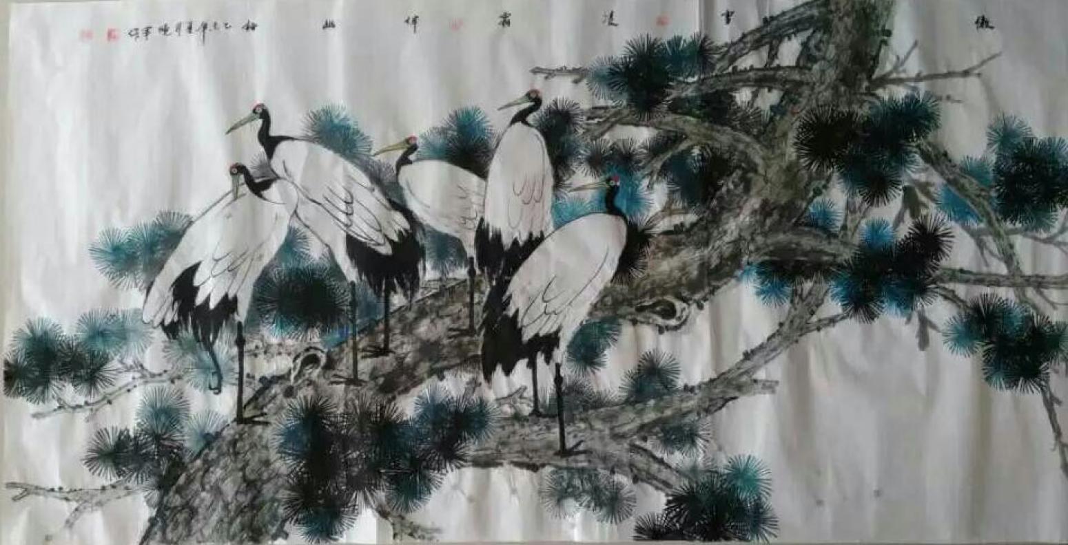 尹晓军国画作品《【鹤寿延年】作者尹晓军》【图0】