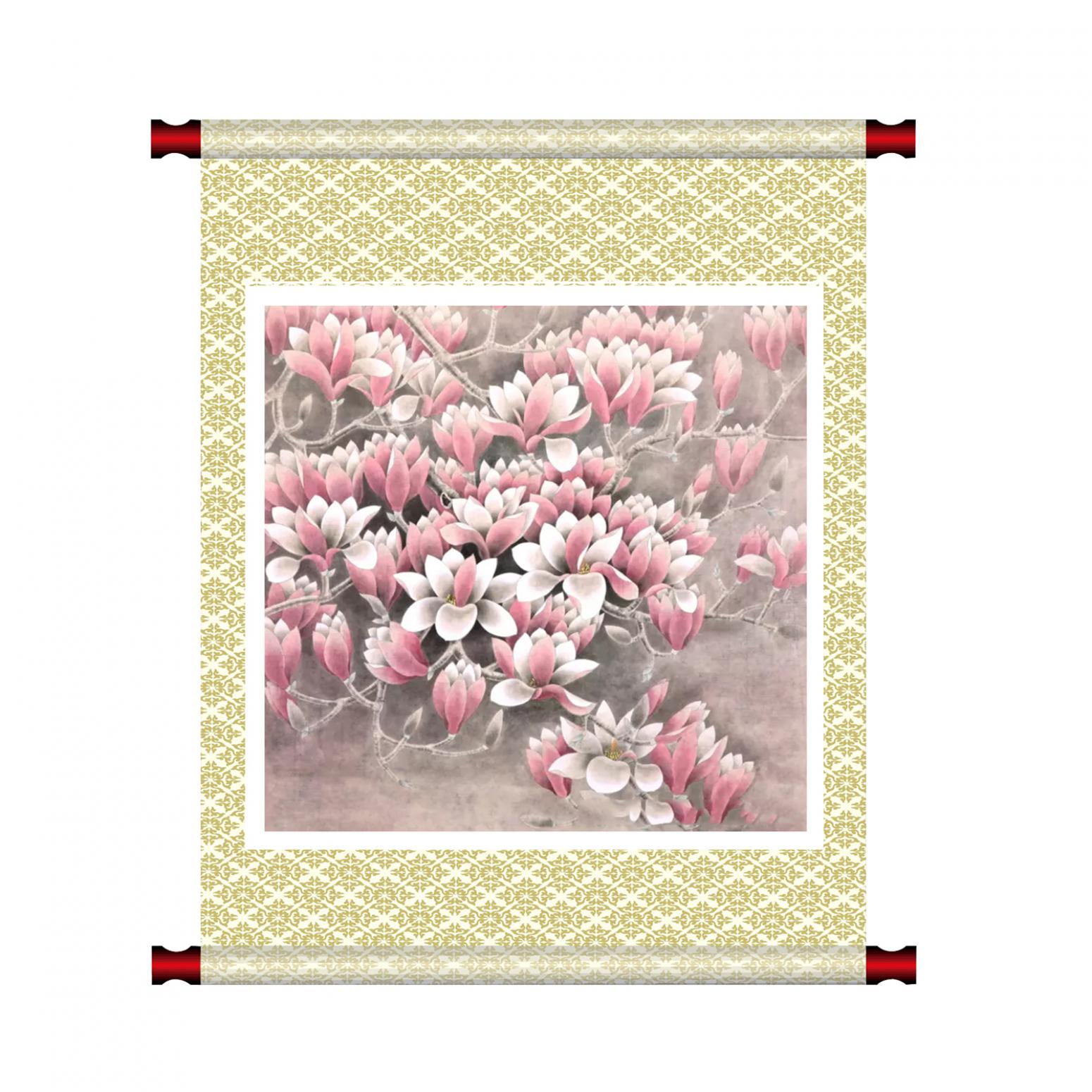 鞠国文国画作品《【粉枝头】作者鞠国文》【图1】