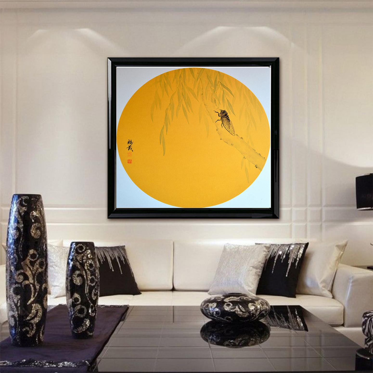 袁树茂国画作品《【黄绢软卡  蝉】作者袁树茂》【图3】