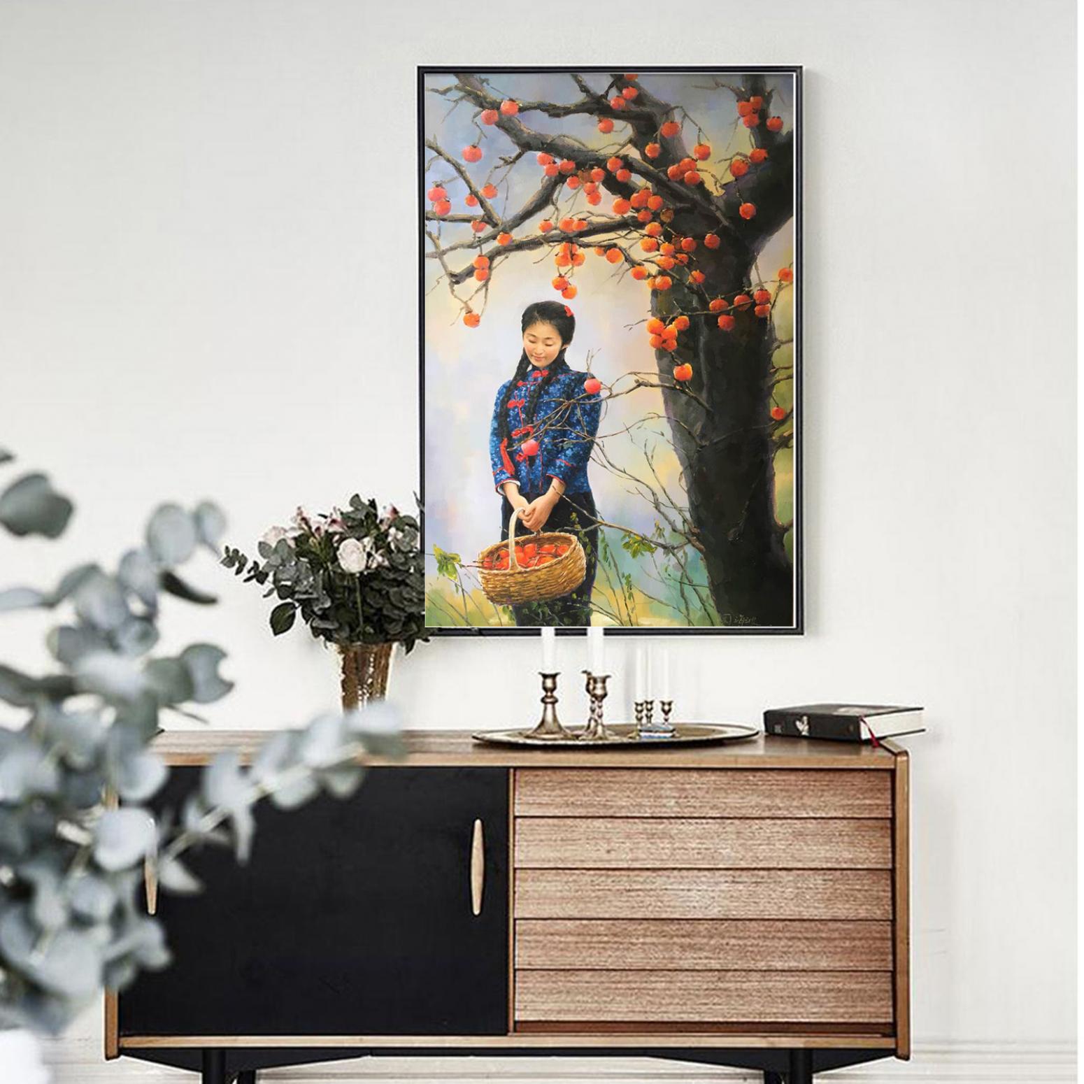 周海波油画作品《【柿子红了】作者周海波》【图3】