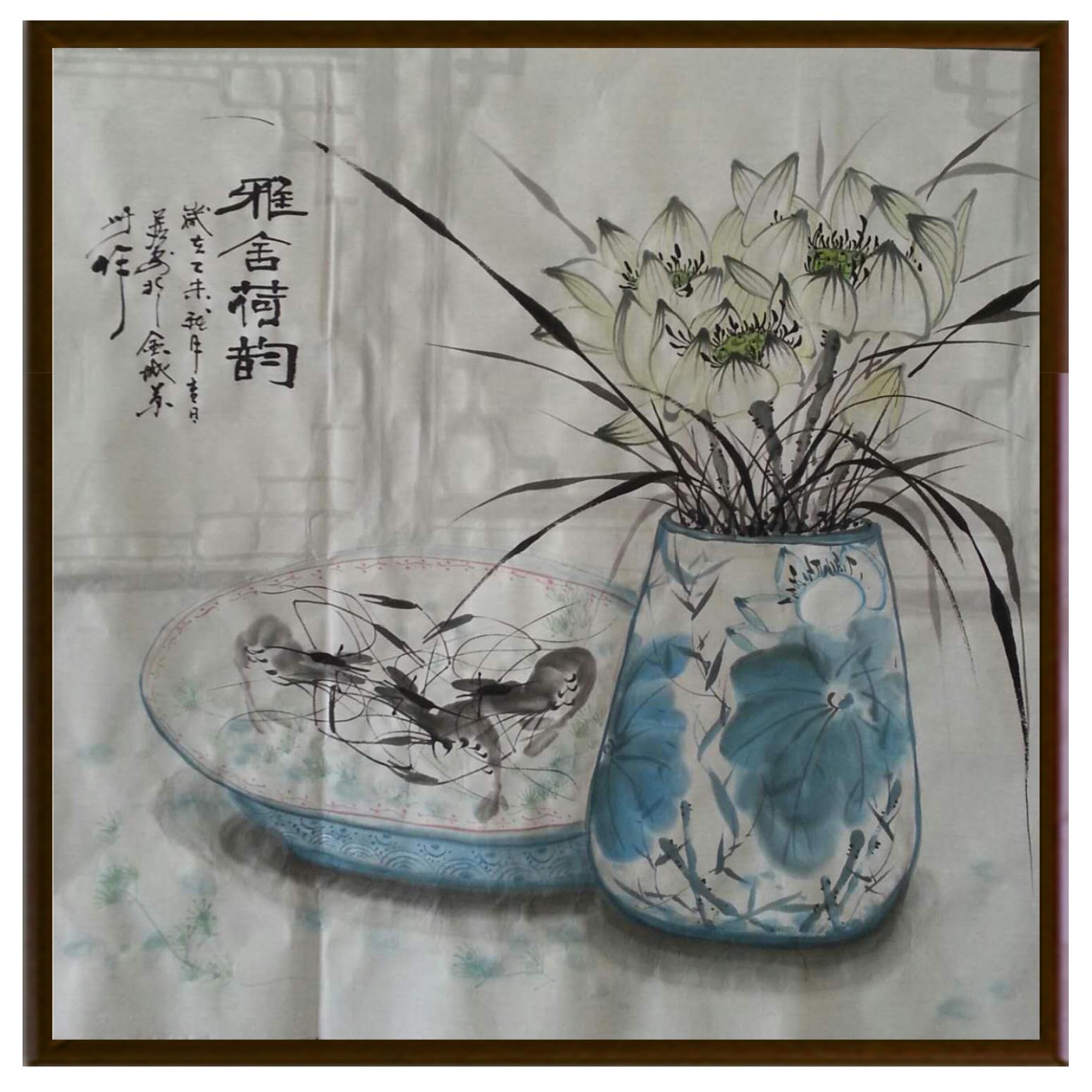 周居安国画作品《【雅舍荷韵】作者周居安》【图2】