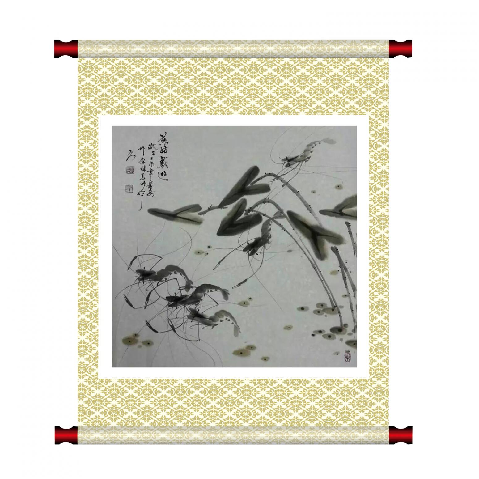 周居安国画作品《【游虾】作者周居安》【图1】