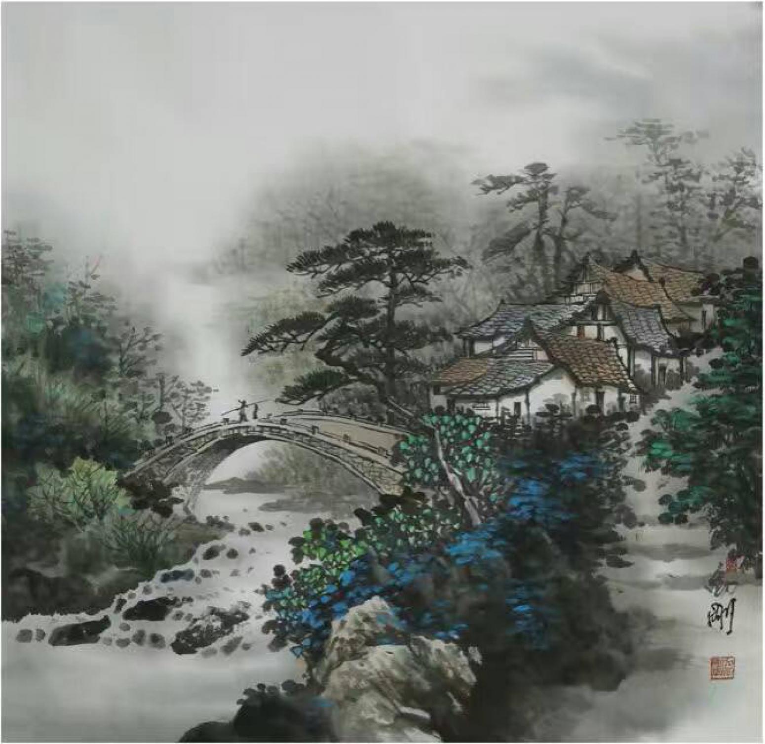 刘剑刚国画作品《【山水4】作者刘剑刚》【图0】