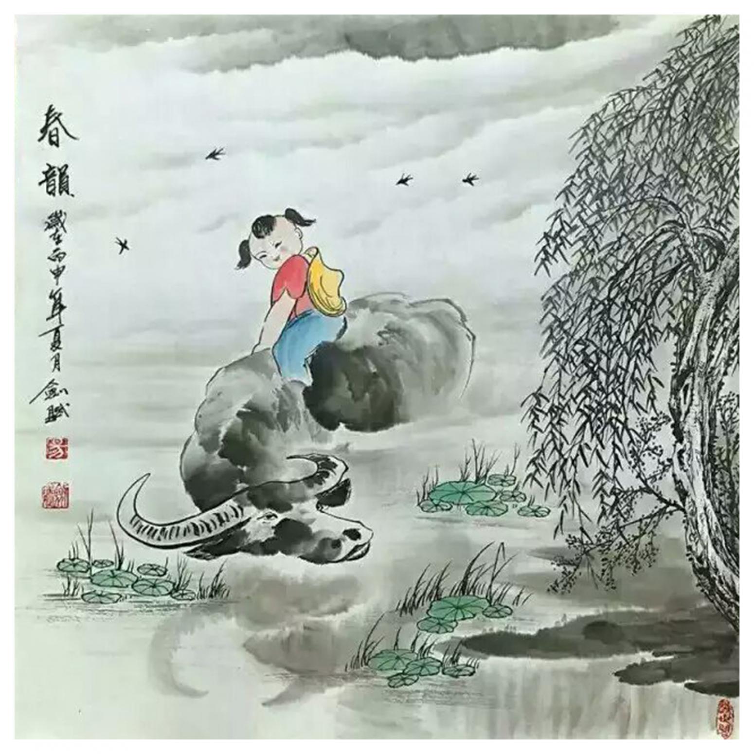 易剑赋国画作品《【春韵】作者易剑赋》