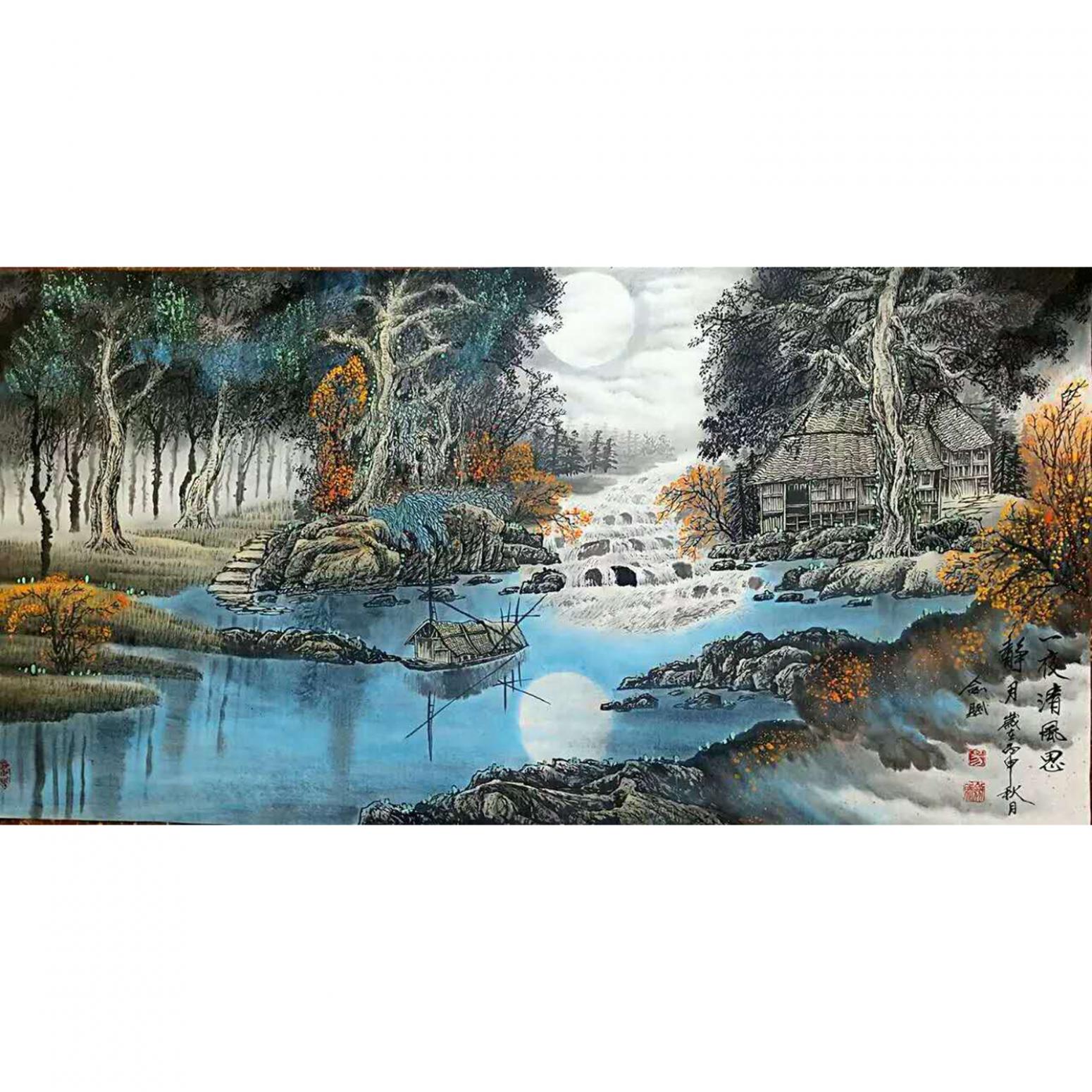 易剑赋国画作品《【一夜清风思】作者易剑赋》