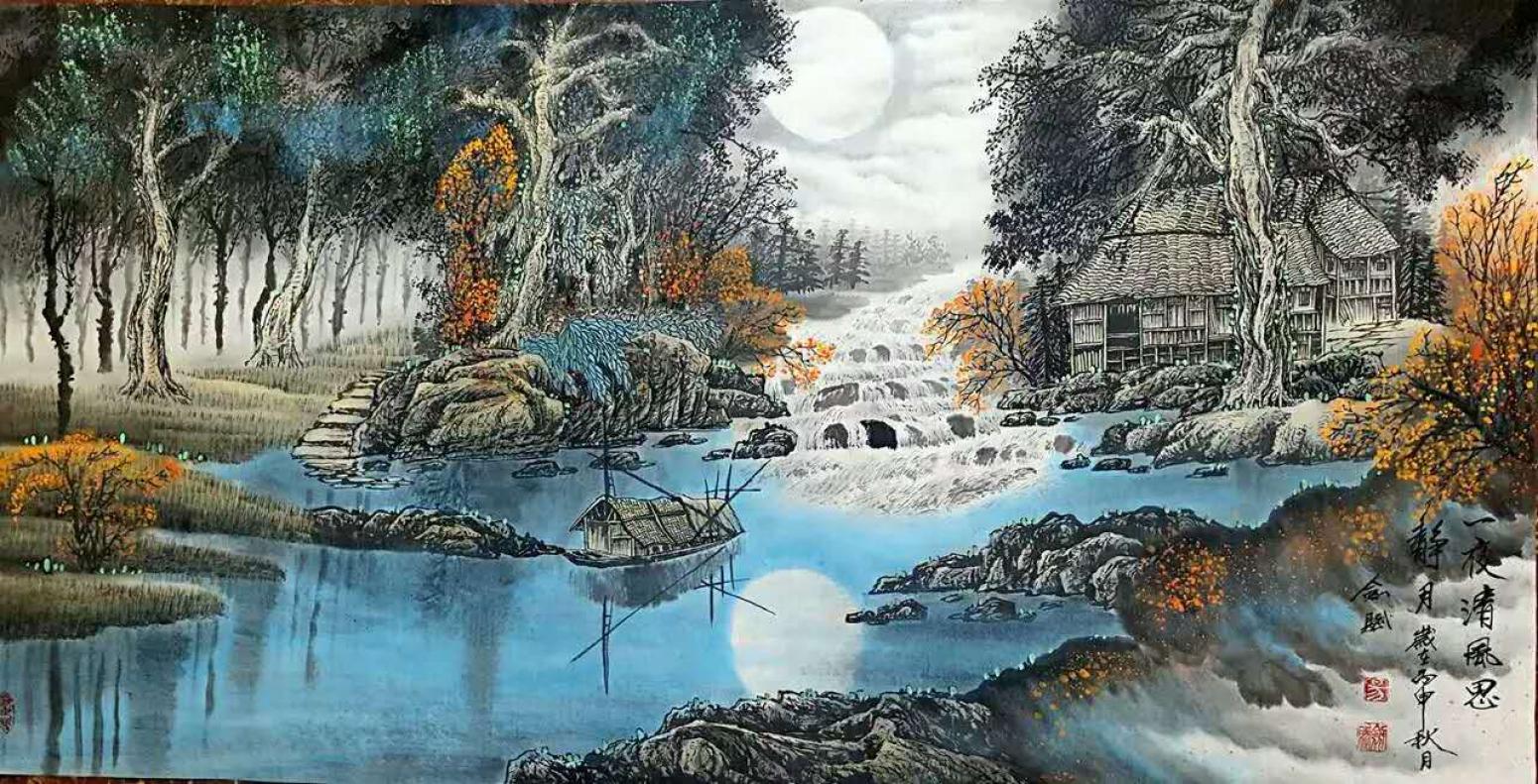 易剑赋国画作品《【一夜清风思】作者易剑赋》【图0】