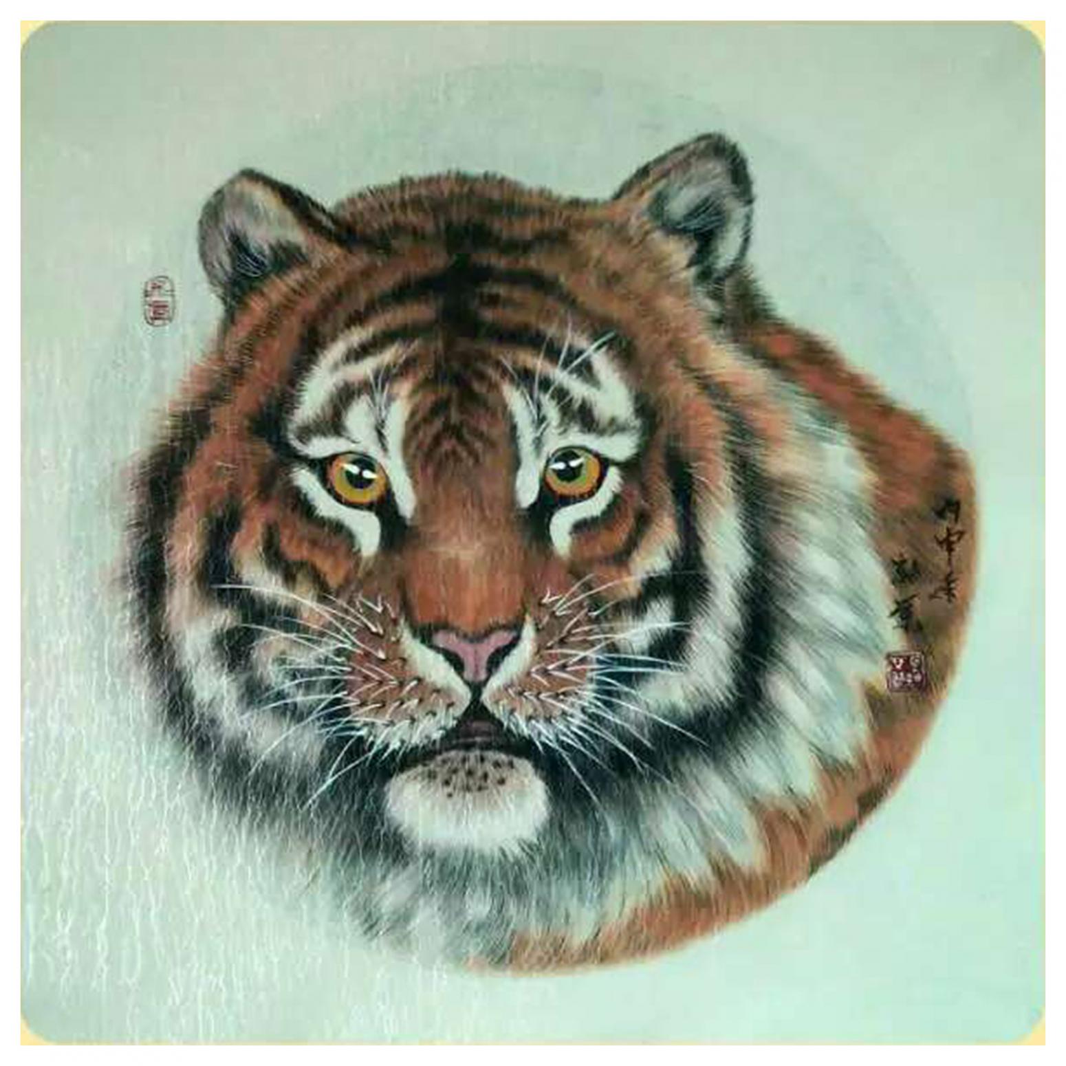 马新荣国画作品《【老虎1】作者马新荣》