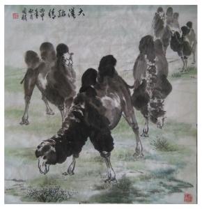 周祯国画作品《【大漠驼情】作者周祯》价格720.00元