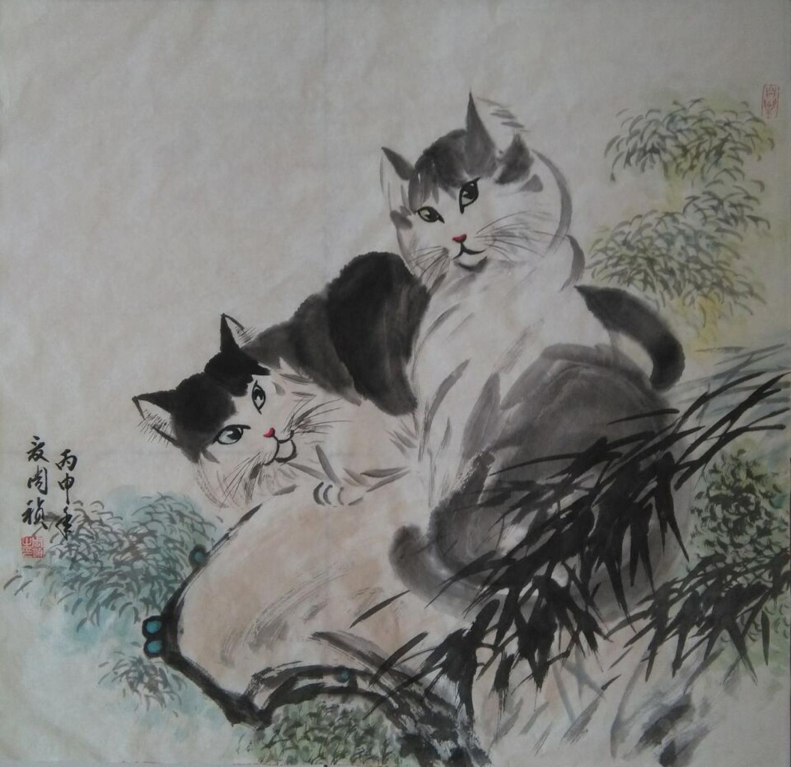 周祯国画作品《【猫】作者周祯》【图0】