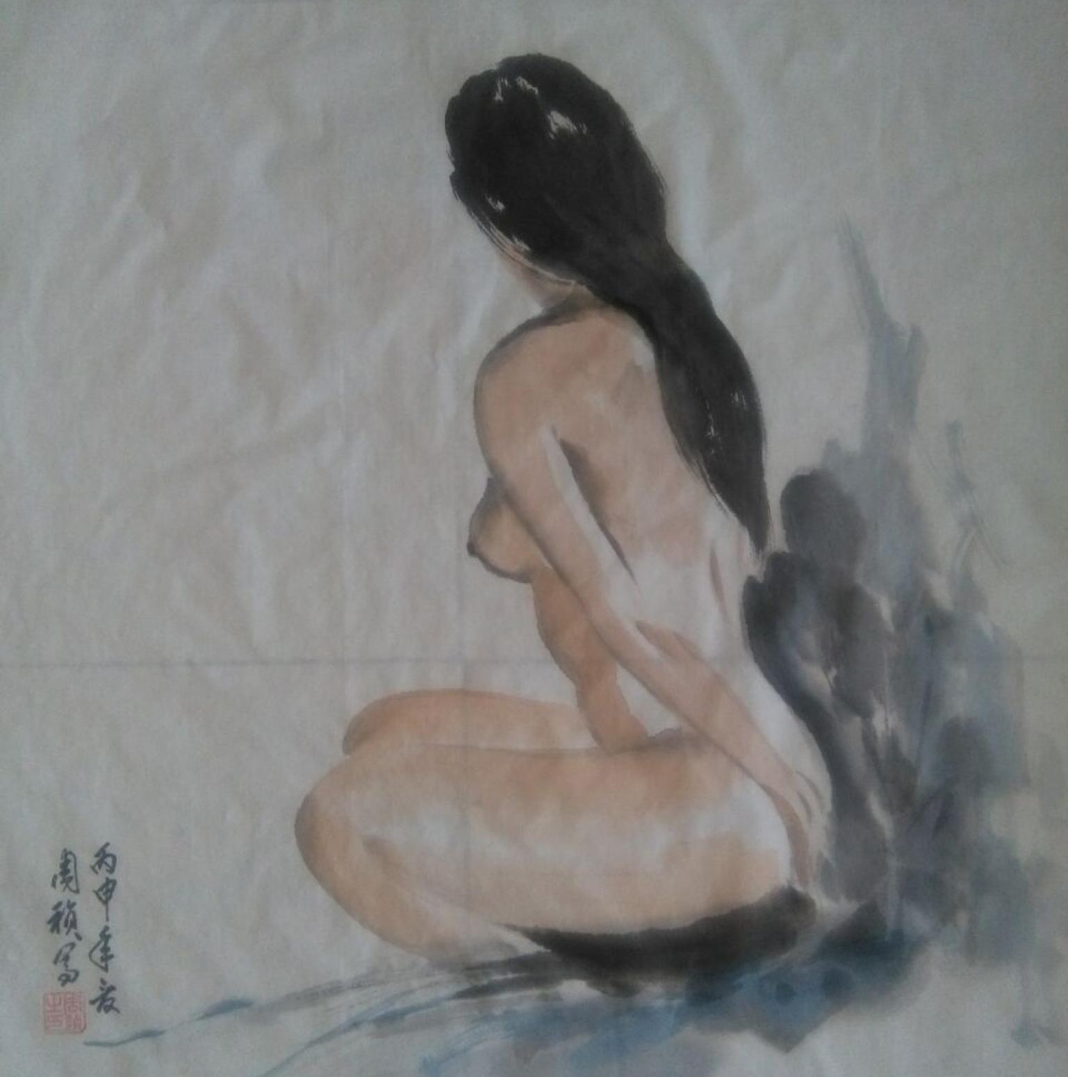 周祯国画作品《【背影】作者周祯》【图0】