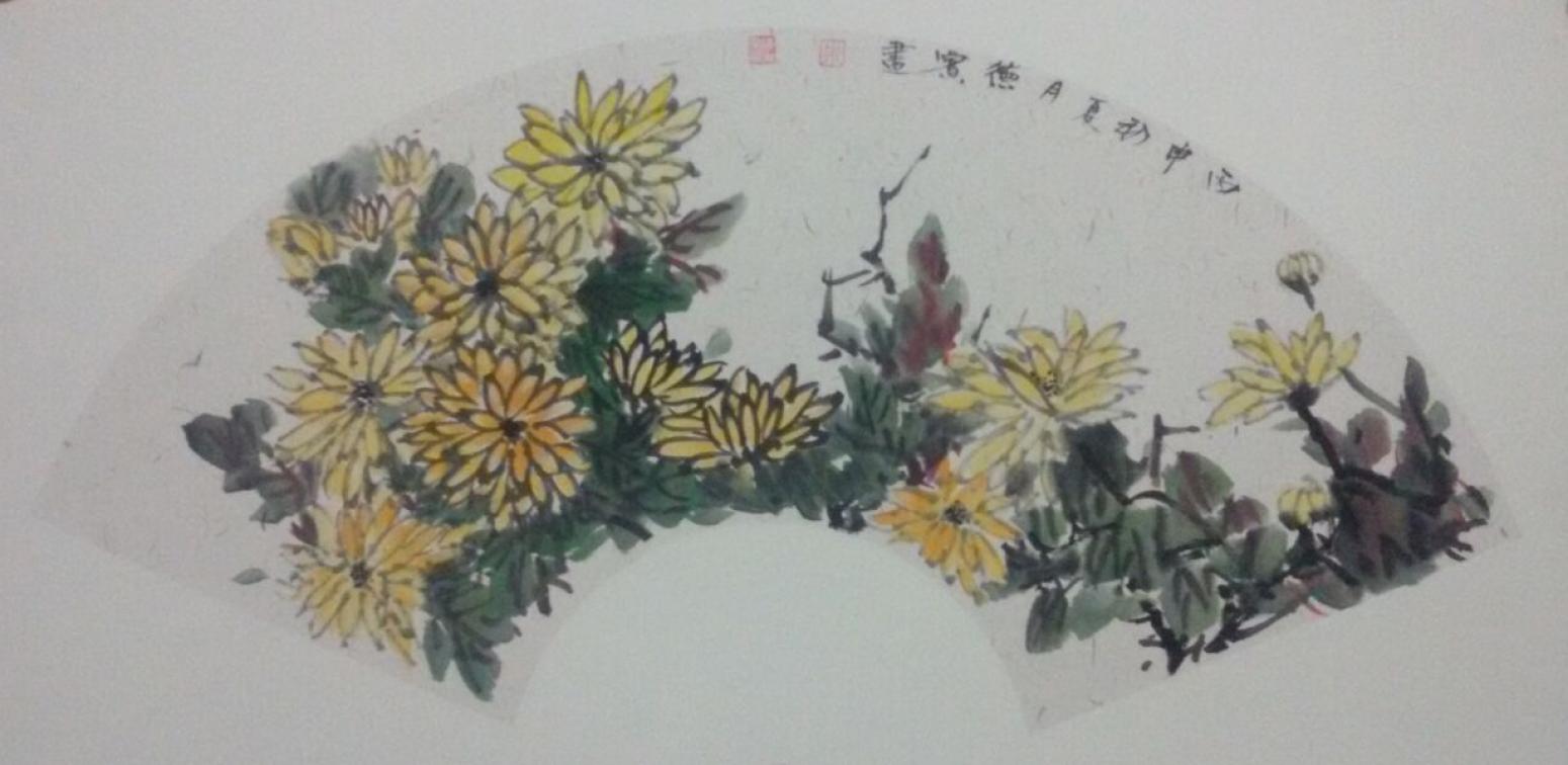 朱德宾国画作品《【花鸟扇面3】作者朱德宾》【图0】