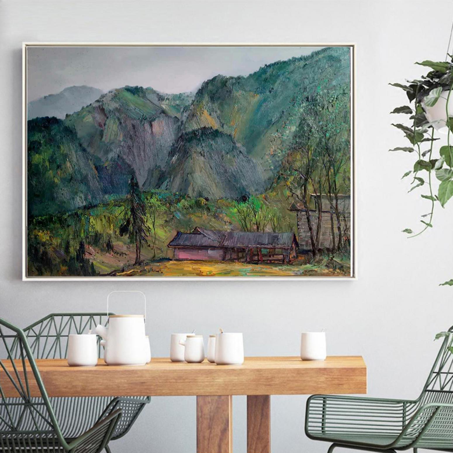 朱明油画作品《【山间小屋】作者朱明》【图3】