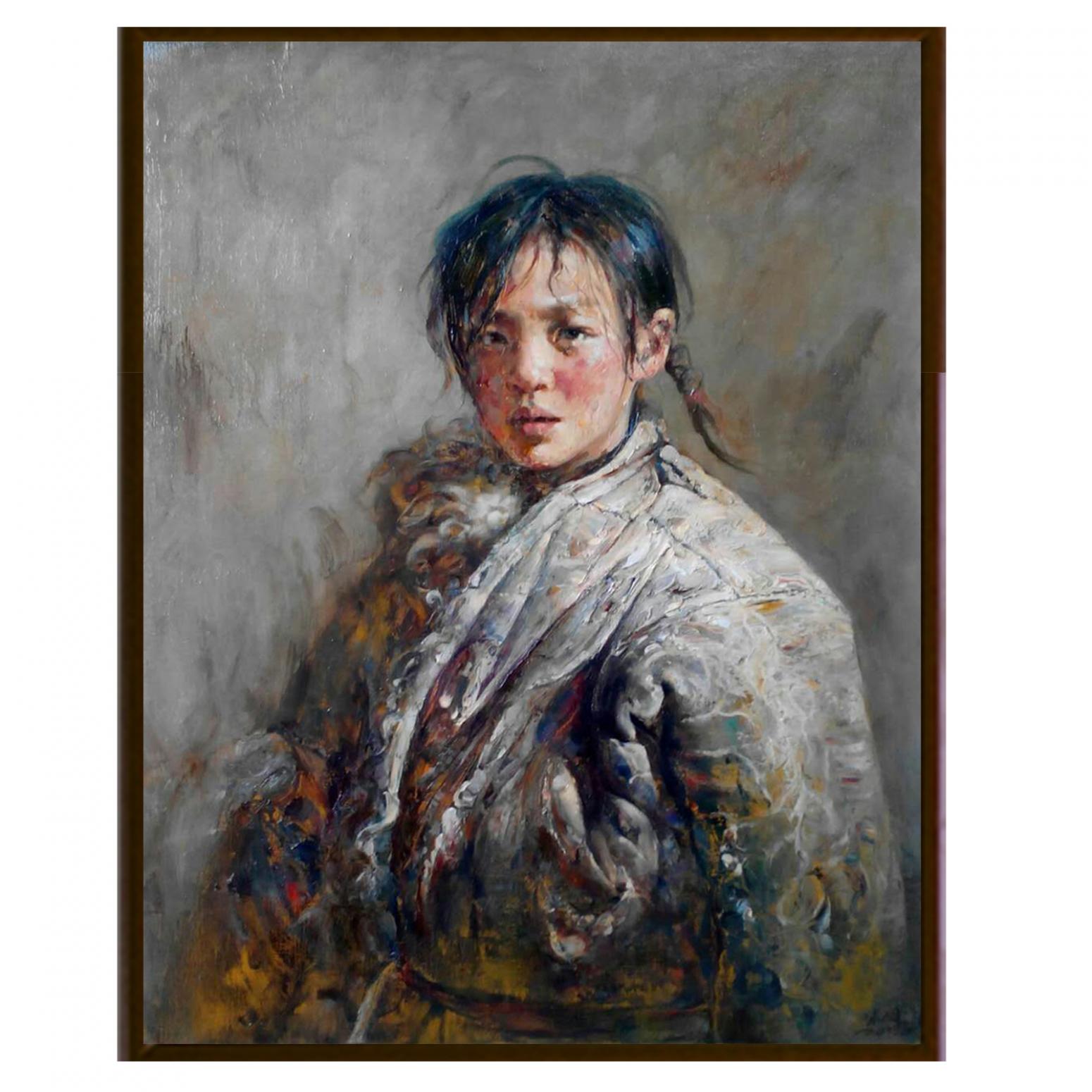 朱明油画作品《【藏族女孩】作者朱明》【图2】