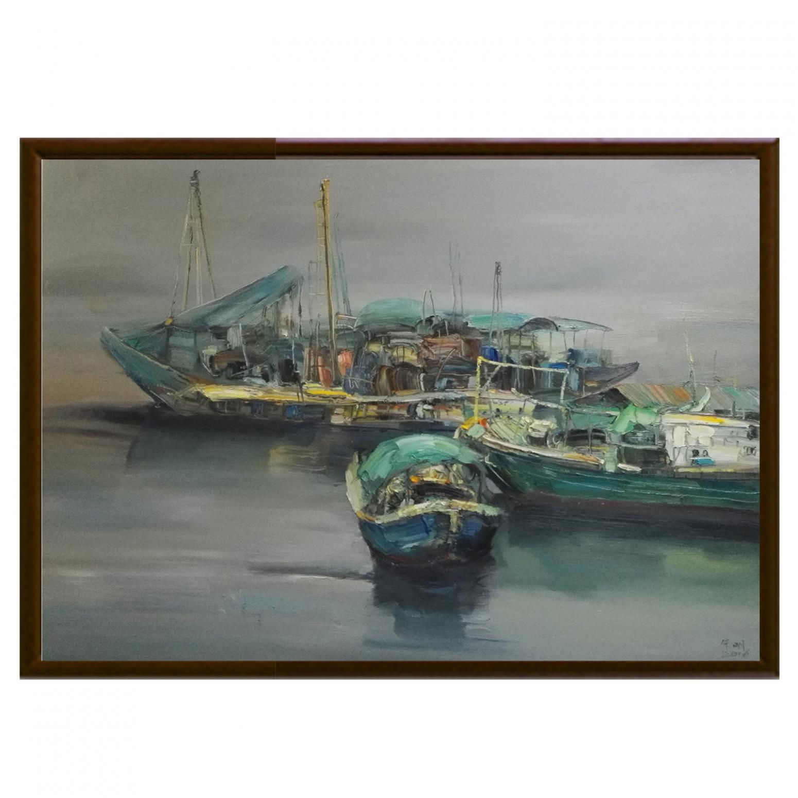 朱明油画作品《【船泊】作者朱明》【图2】