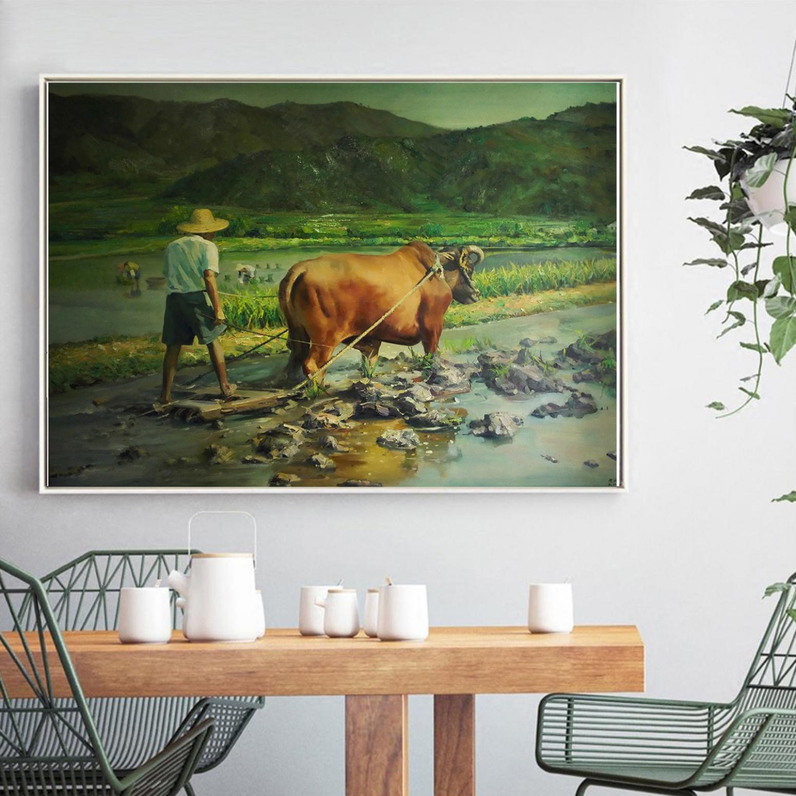 朱明油画作品《【牛耕】作者朱明》【图3】