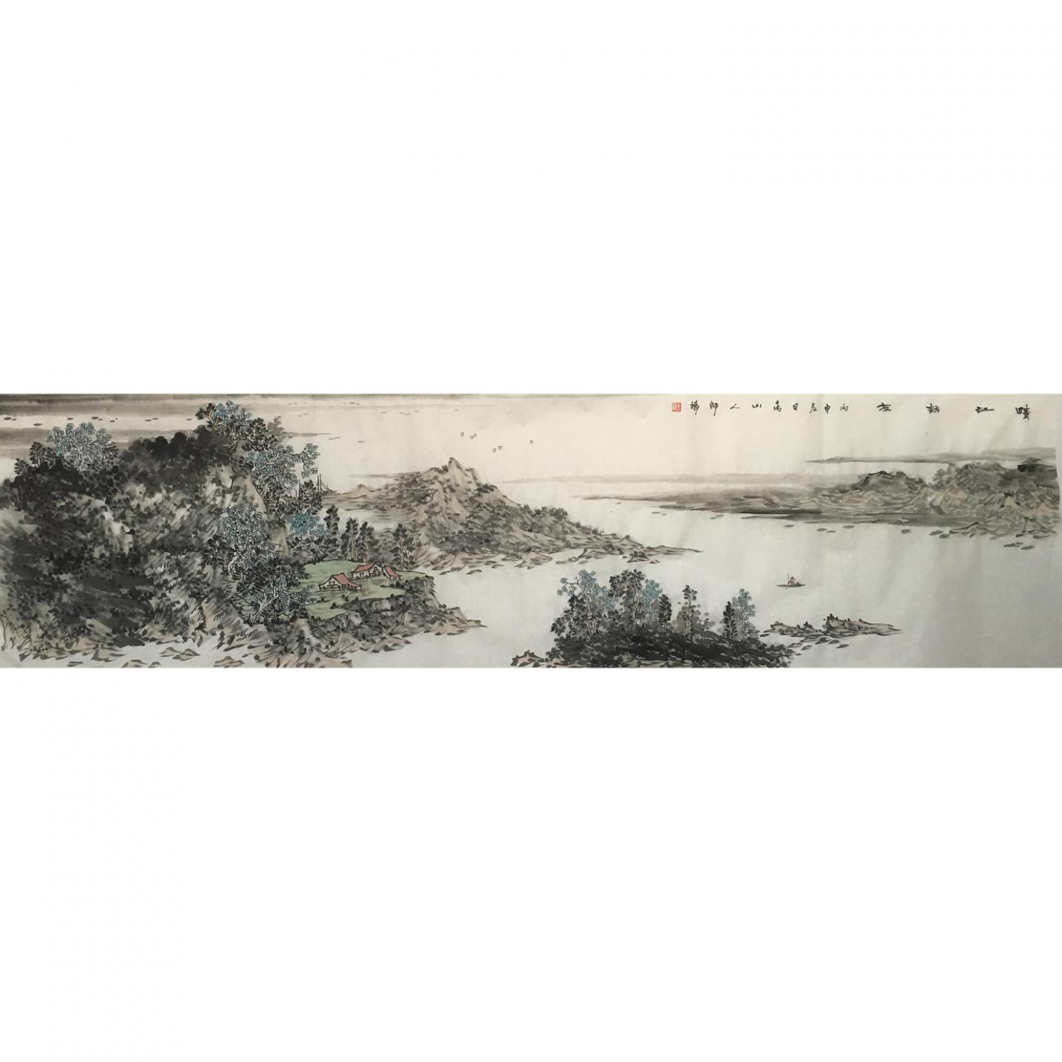 郎祎国画作品《【晴江访友】作者郎祎》