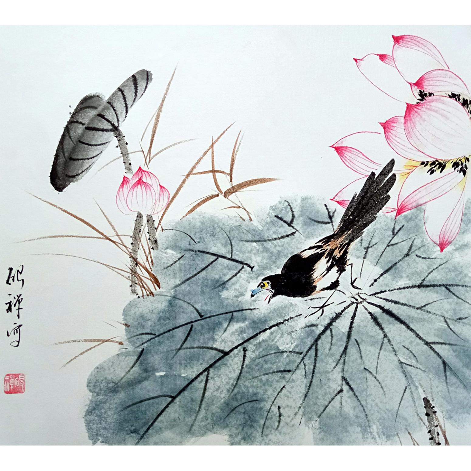 张清永国画作品《【荷花2】作者张清永》