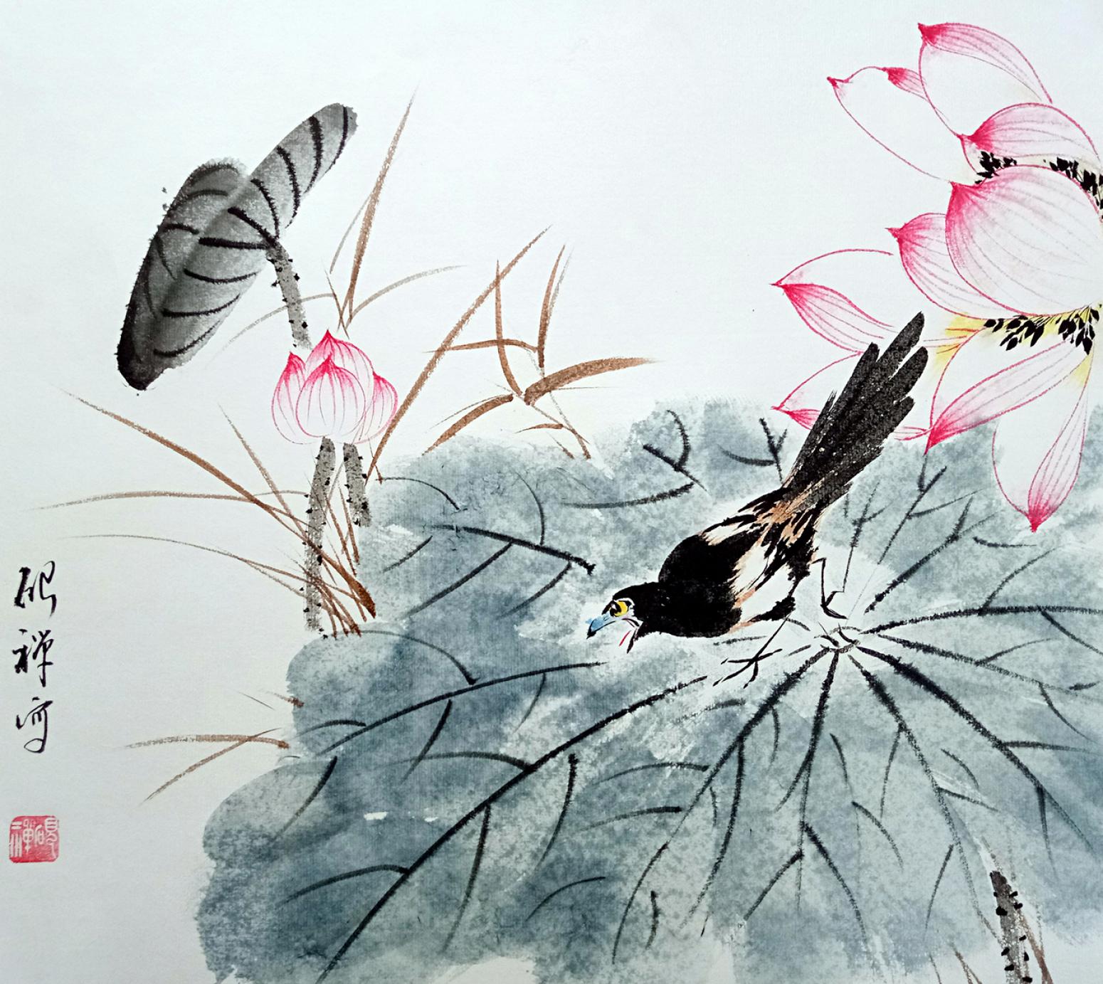 张清永国画作品《【荷花2】作者张清永》【图0】