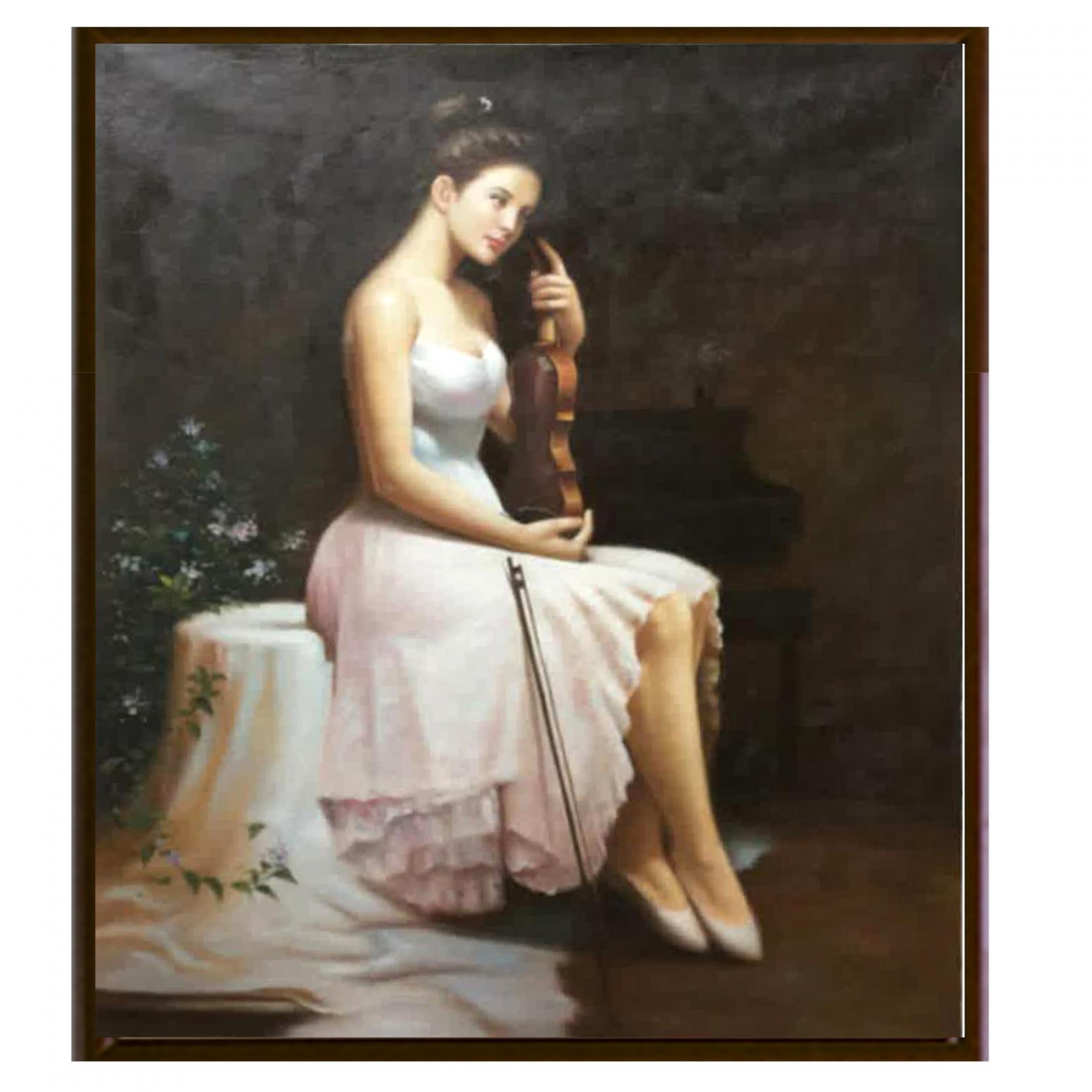 朱世想油画作品《【琴女】作者朱世想 临摹》【图2】