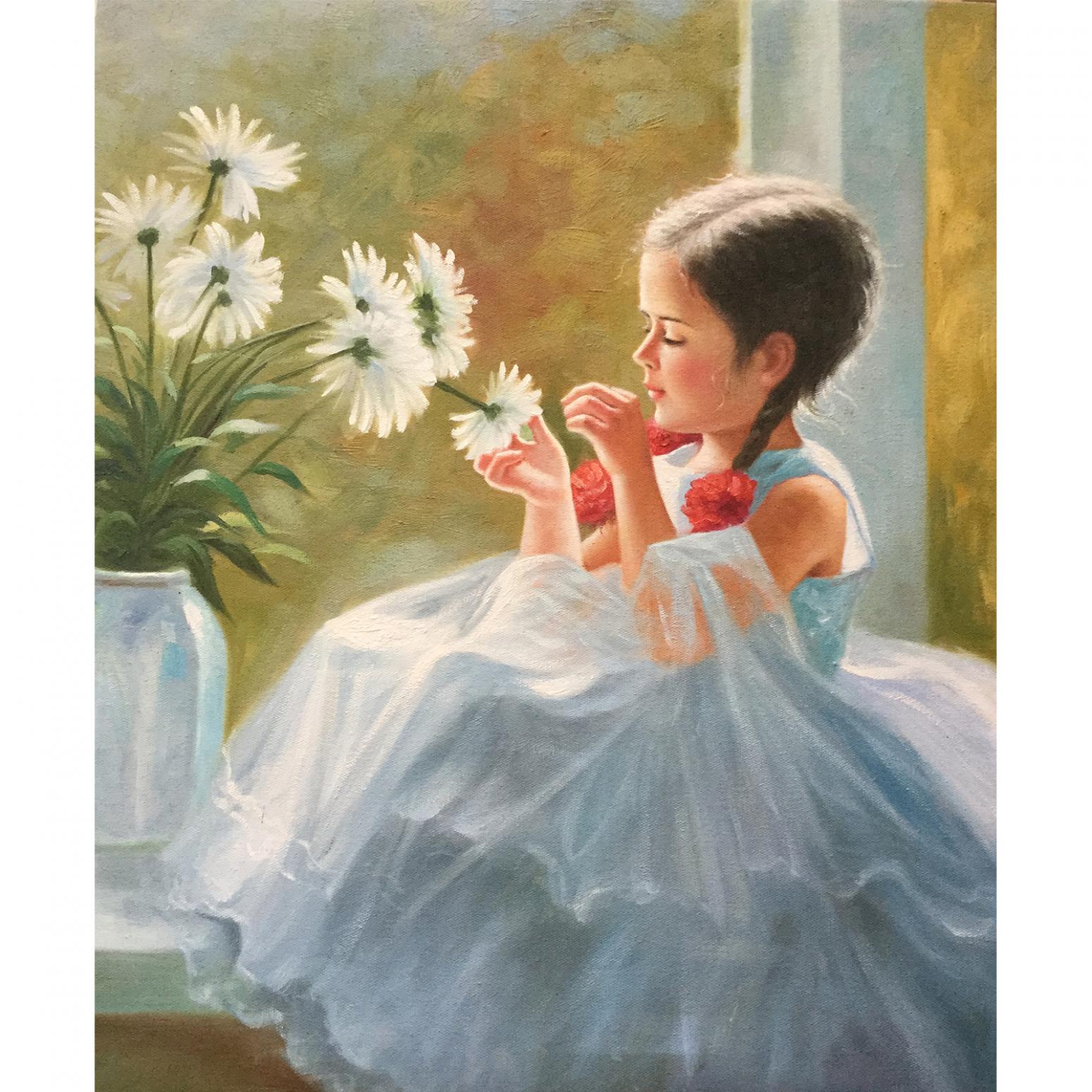 朱世想油画作品《【纸醉花谜】作者朱世想 临摹》