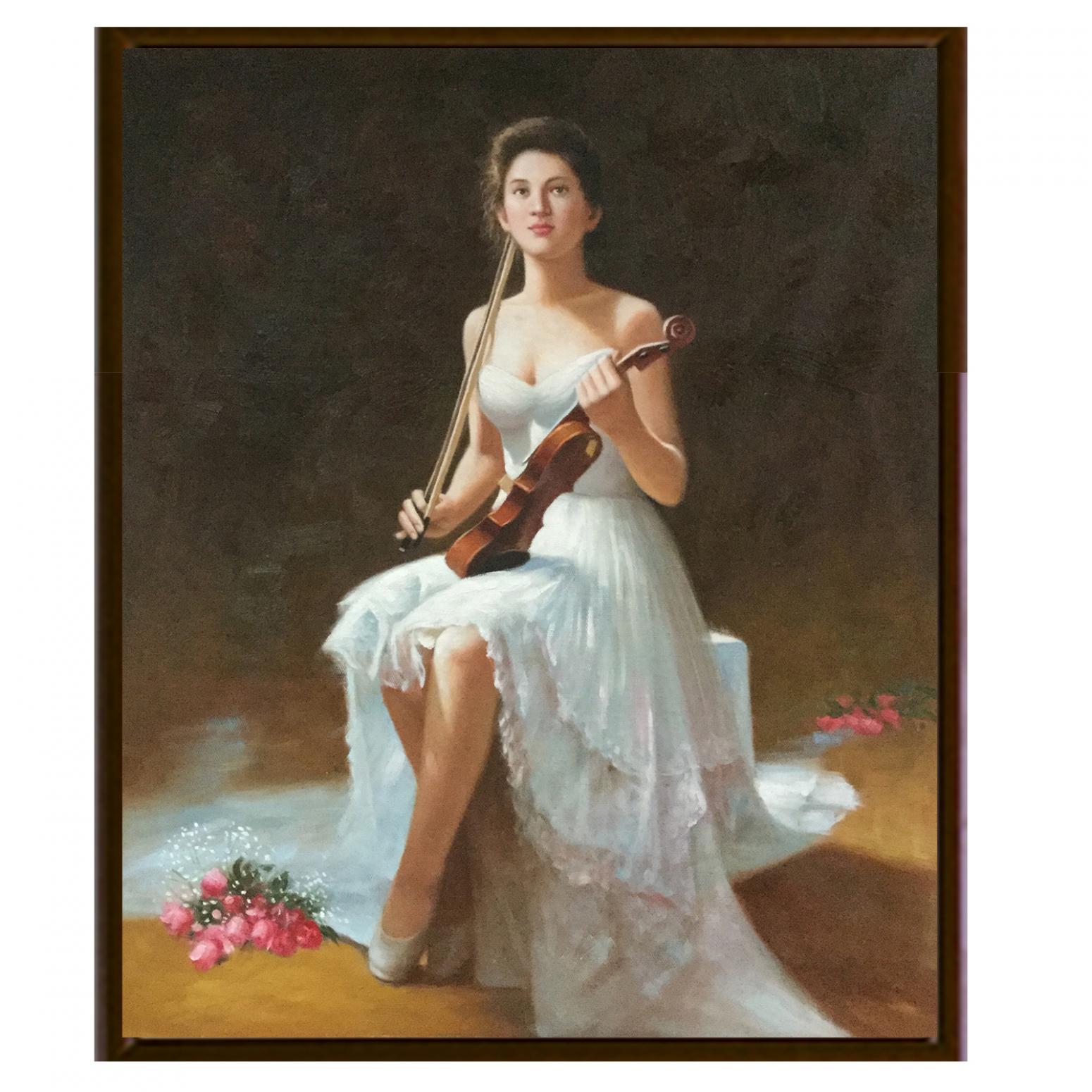 朱世想油画作品《【琴女】作者朱世想 临摹》【图2】