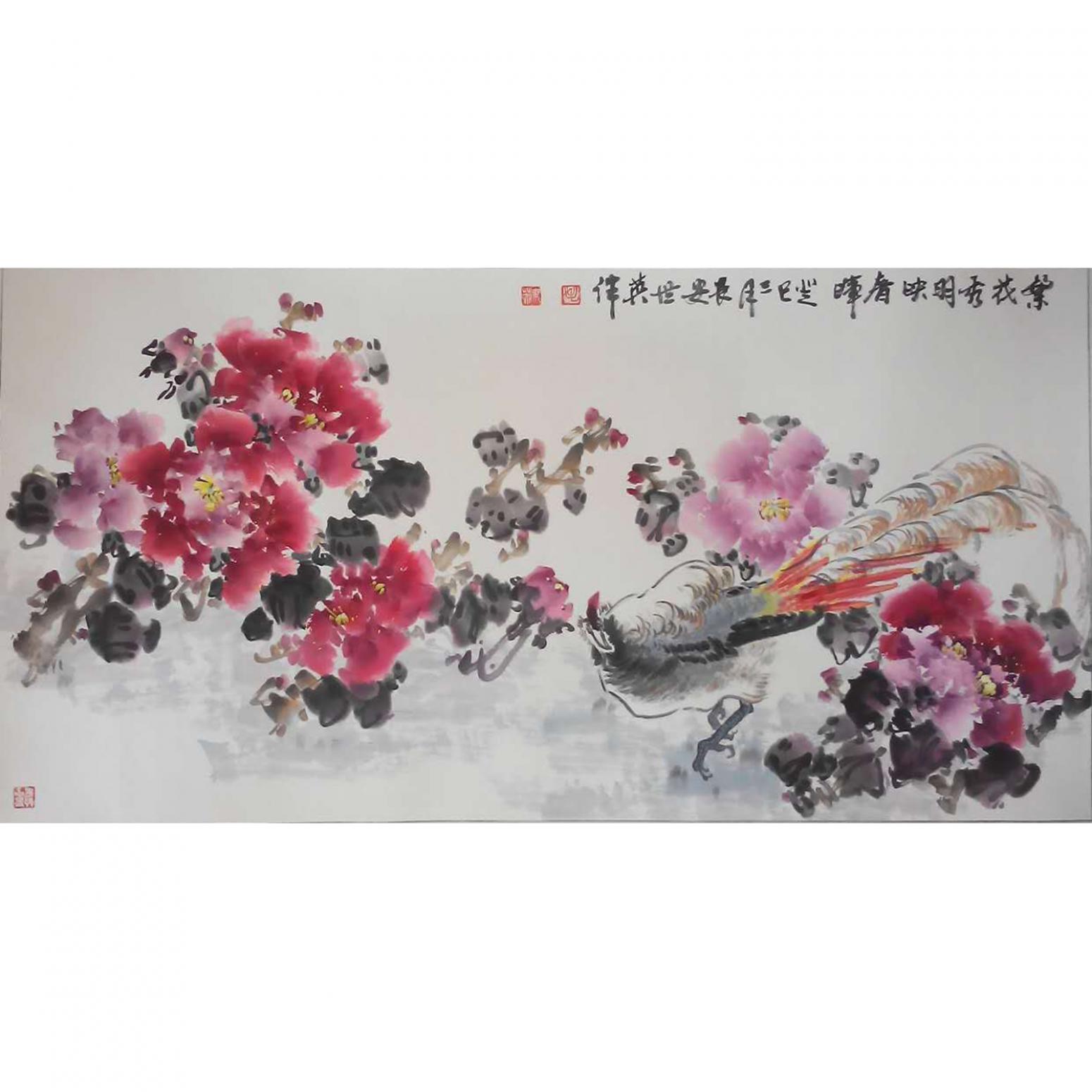 毛世英国画作品《【繁花秀明映春晖】作者毛世英》