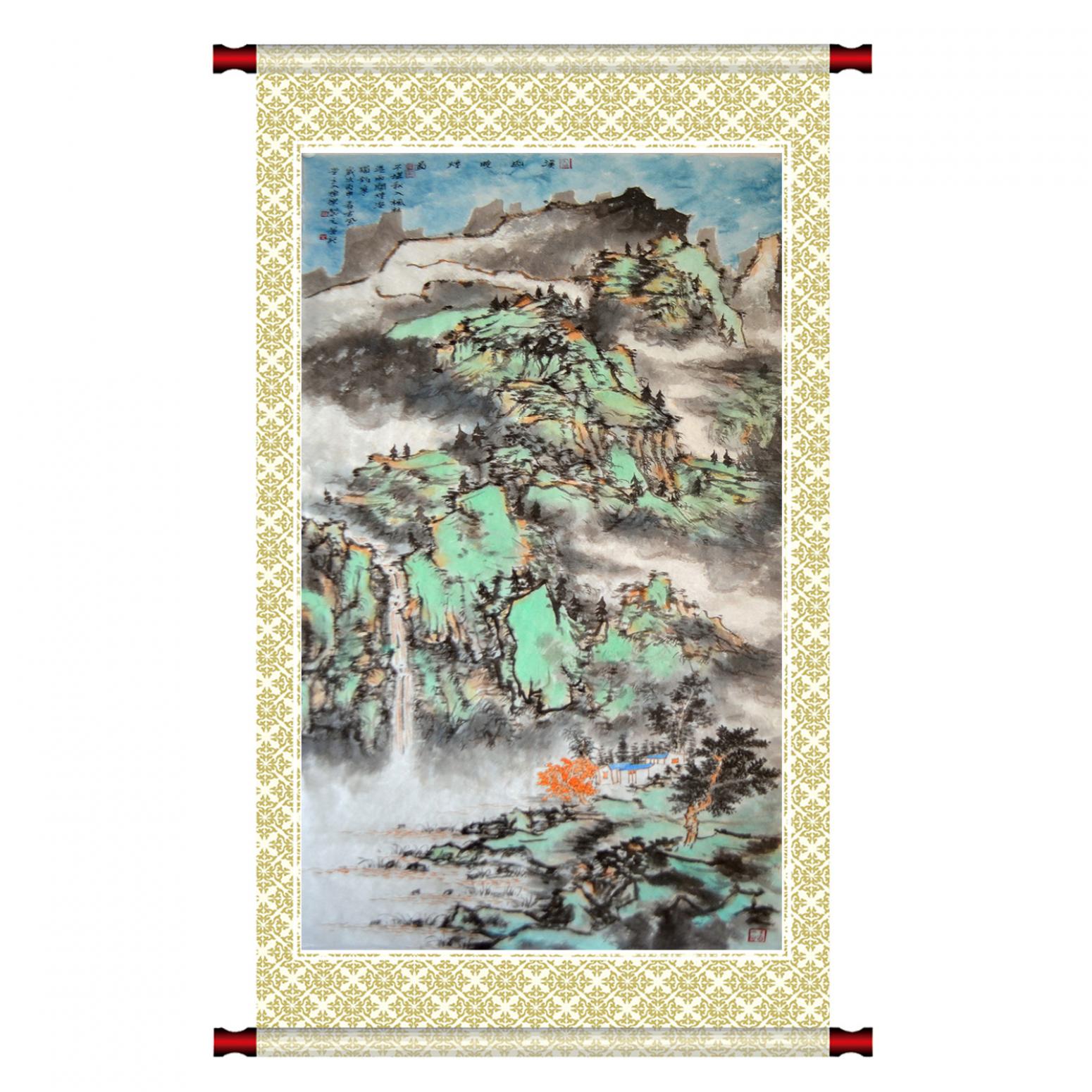 陈乐国画作品《【溪山晓烟图】作者陈乐》【图1】