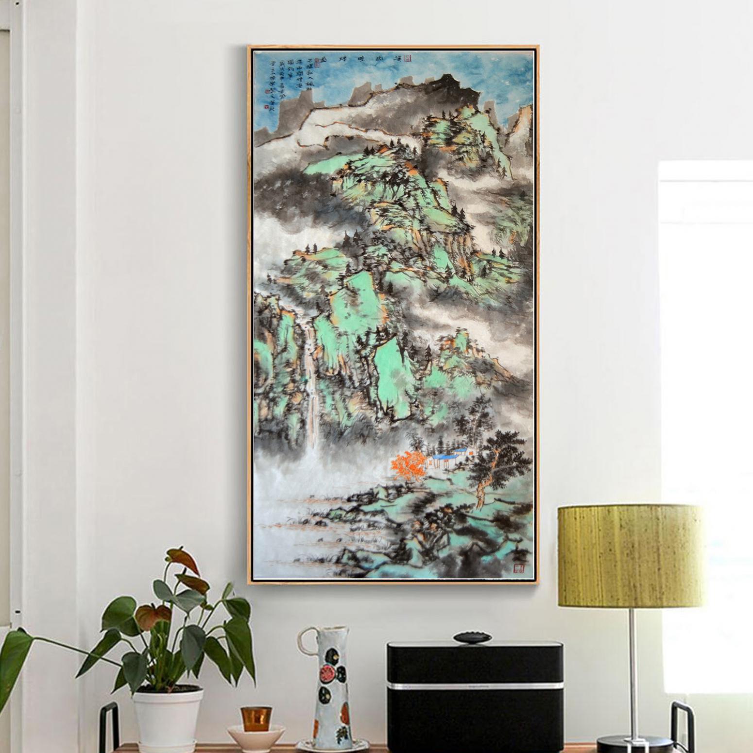 陈乐国画作品《【溪山晓烟图】作者陈乐》【图3】