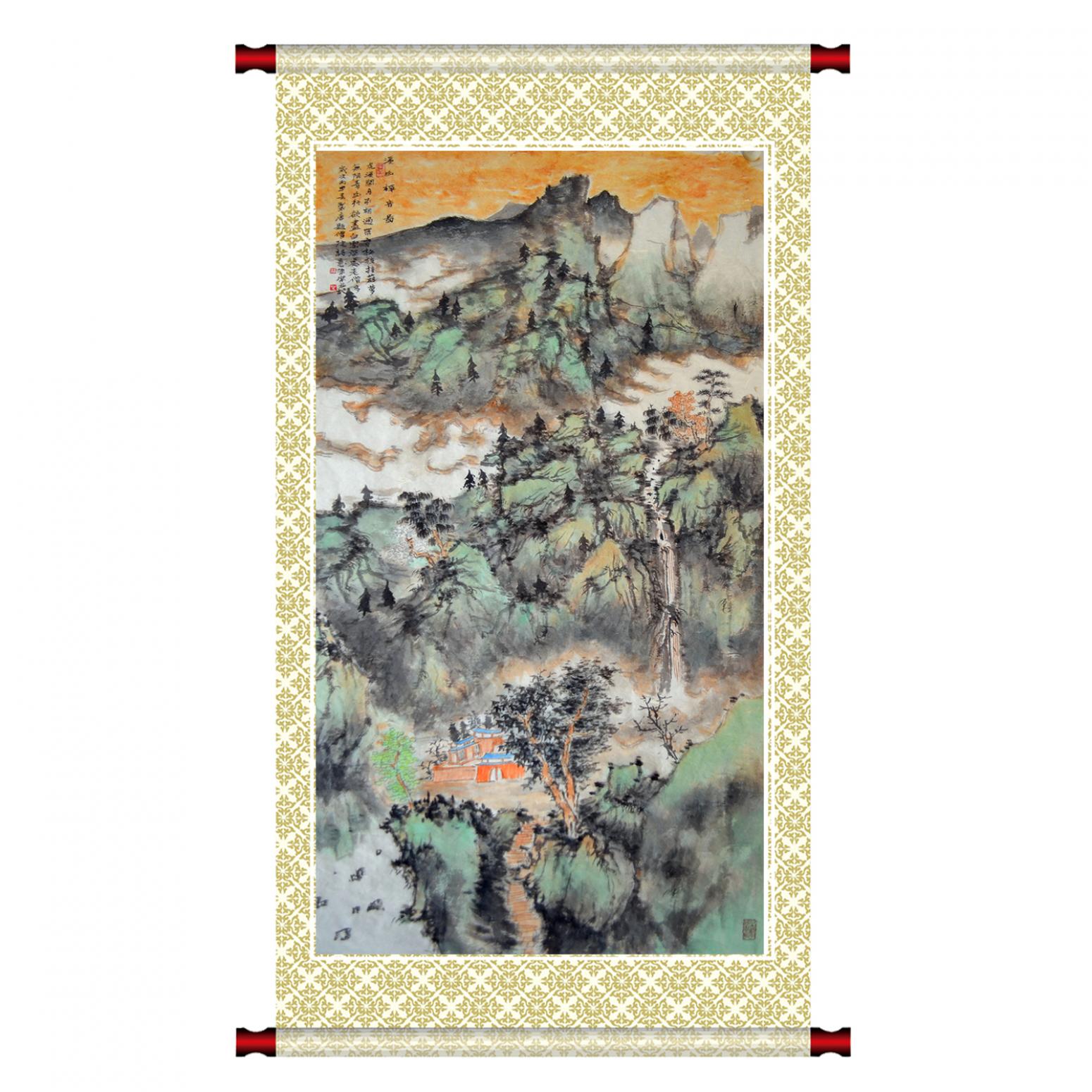 陈乐国画作品《【溪山禅音图】作者陈乐》【图1】