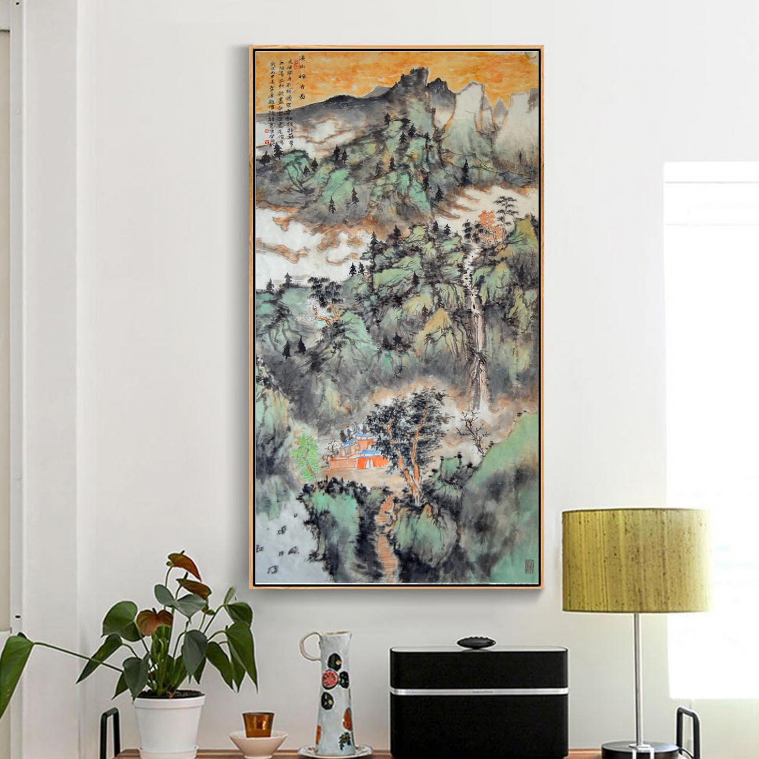 陈乐国画作品《【溪山禅音图】作者陈乐》【图3】