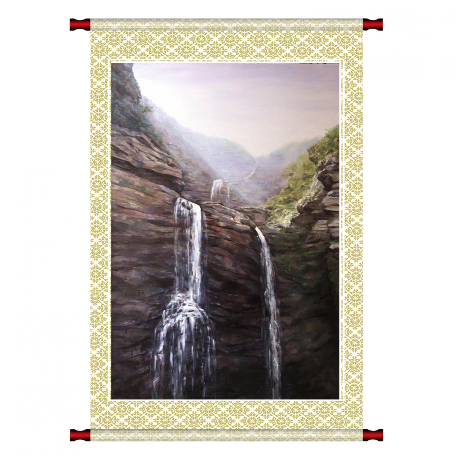 凌振宁油画作品《【壁岩飞流】作者凌振宁》【图1】