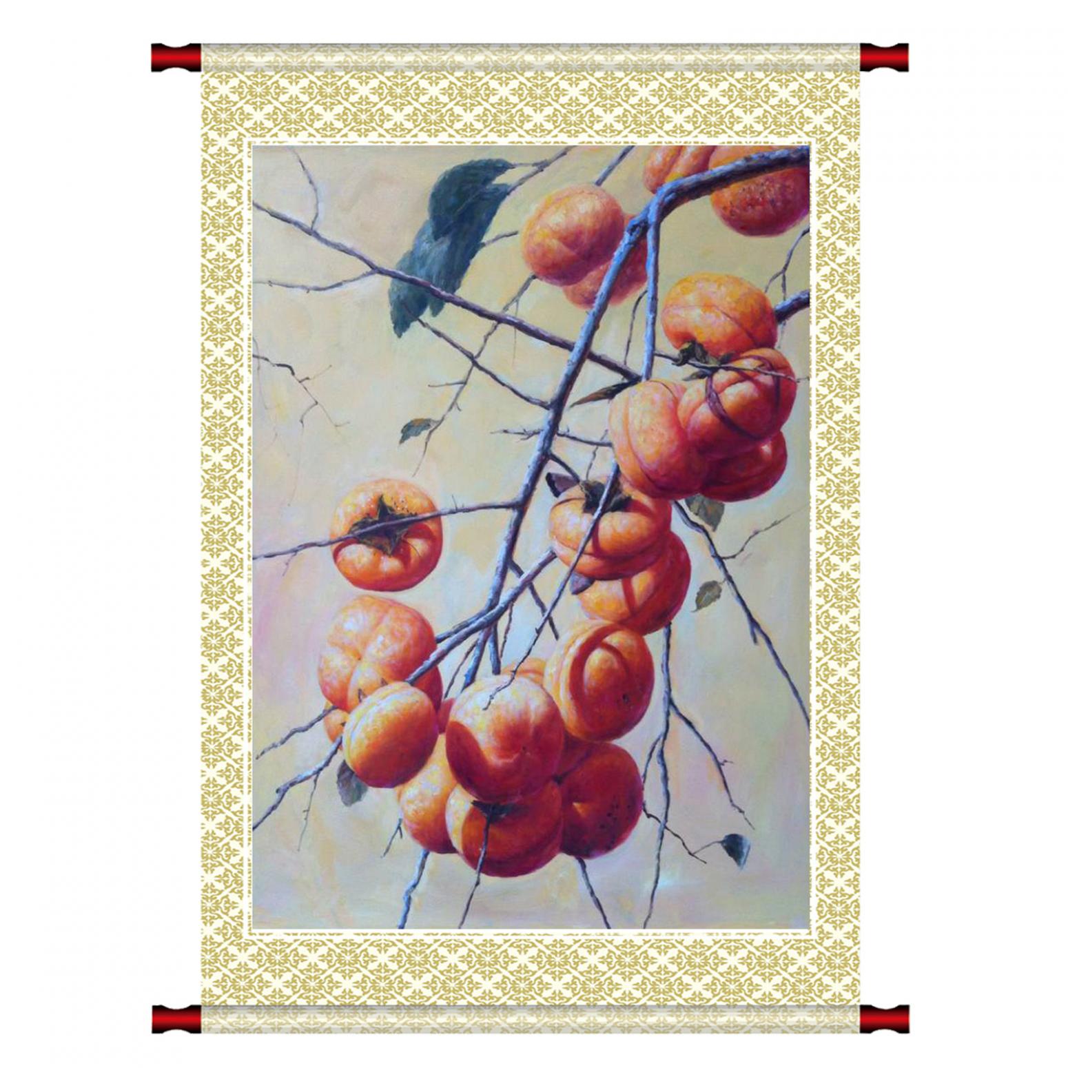 凌振宁油画作品《【柿子熟了】作者凌振宁》【图1】