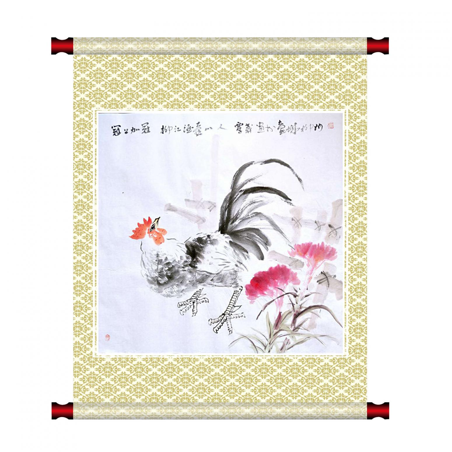 覃莽国画作品《【红冠】作者覃莽》【图1】