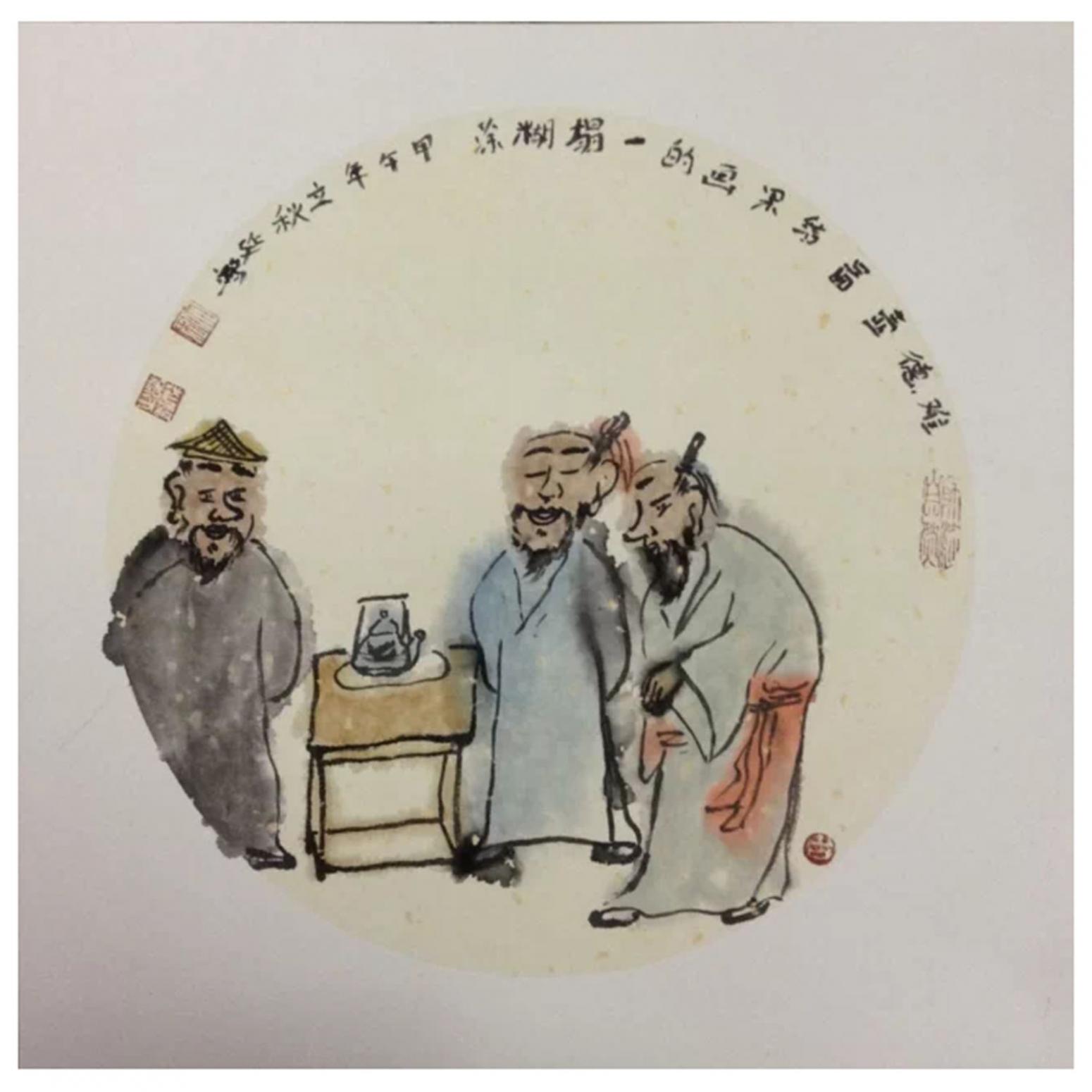 宋荣杰国画作品《【老友相聚】作者宋荣杰》