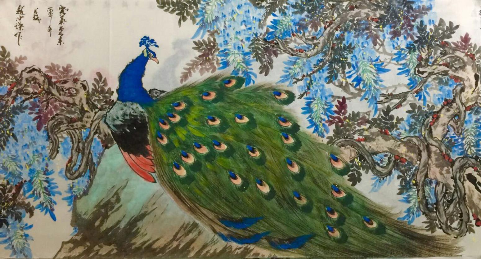 赵仲谋国画作品《【孔雀1】作者赵仲谋》【图0】