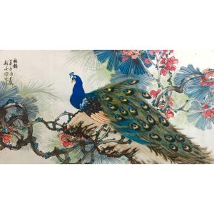 艺术品图片：艺术家赵仲谋国画作品名称《【秋韵-孔雀2】作者赵仲谋》价格19200.00 元