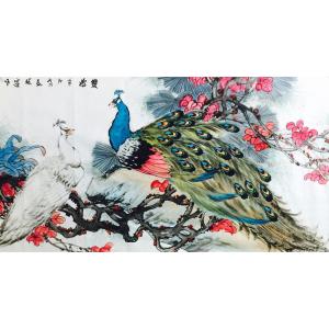 艺术品图片：艺术家赵仲谋国画作品名称《【双娇-孔雀4】作者赵仲谋》价格19200.00 元